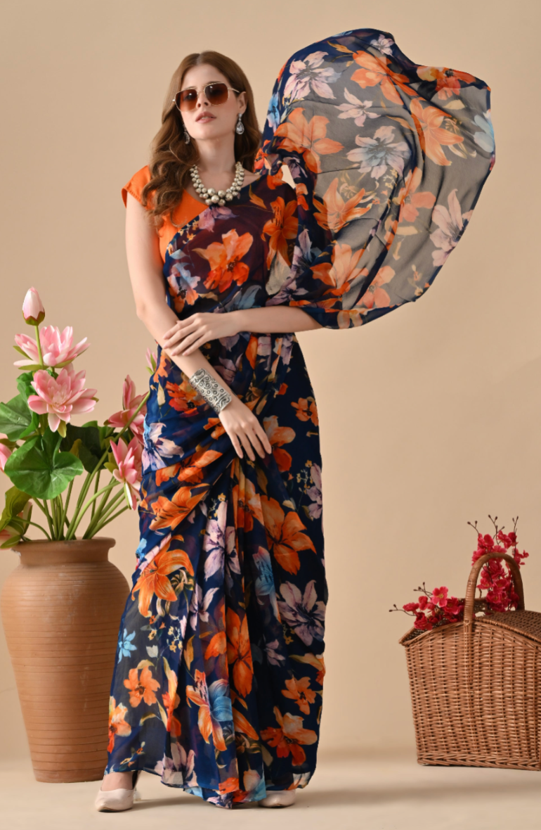 chiffon saree dress design Old Chiffon Saree Dress Design Crinkle Chiffon Sari Style Maxi-101