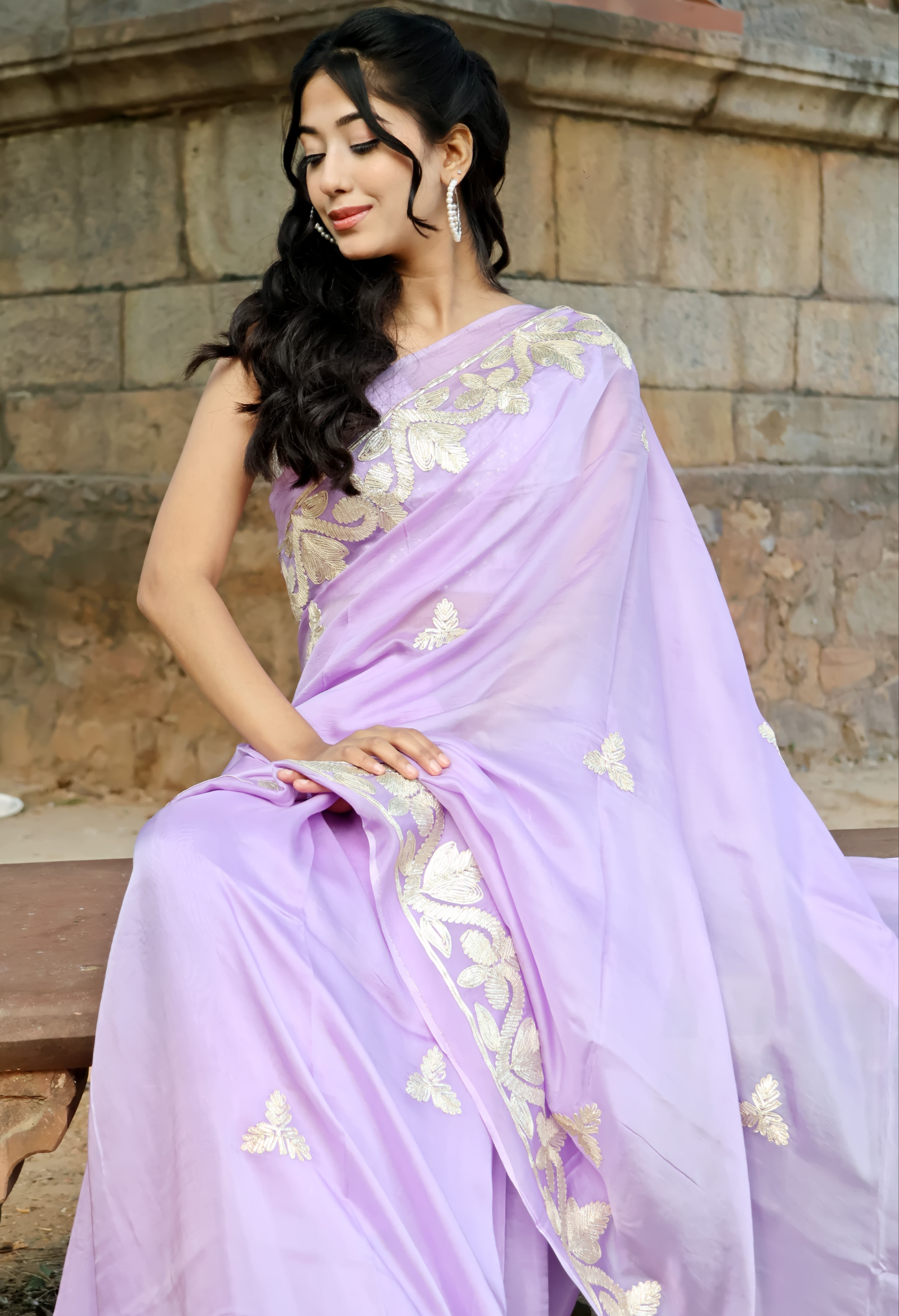 Lavender Pearl Silk Saree designed for festive wear, pre-wedding collection, versatile as party wear saree and trousseau saree.