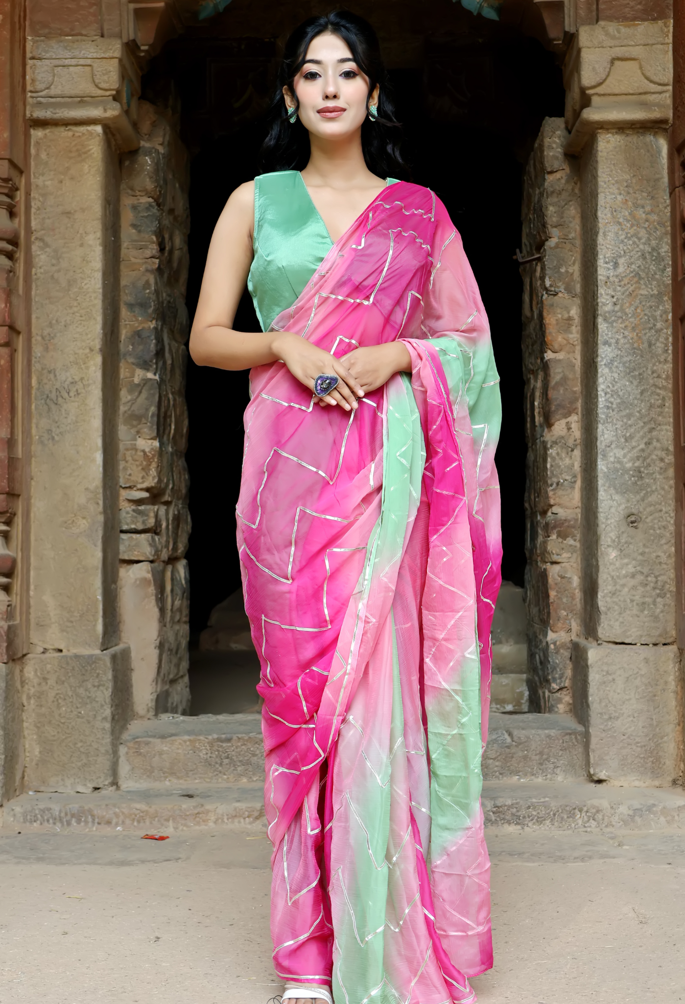 Maharani Ombre Gota Chiffon Saree