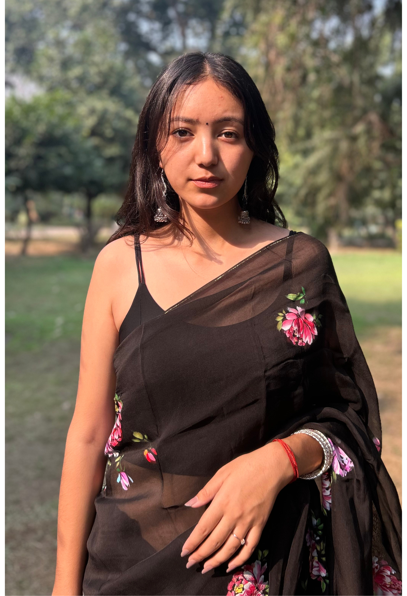 Midnight Ebony Hand Painted Saree