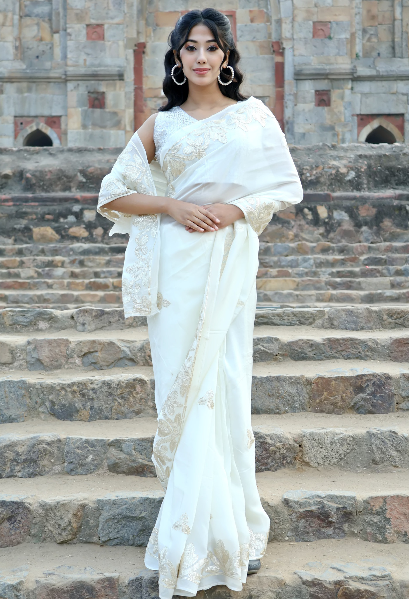 Pearl White Gotta Silk Saree
saree designed for festive wear, pre-wedding collection, versatile as party wear saree.