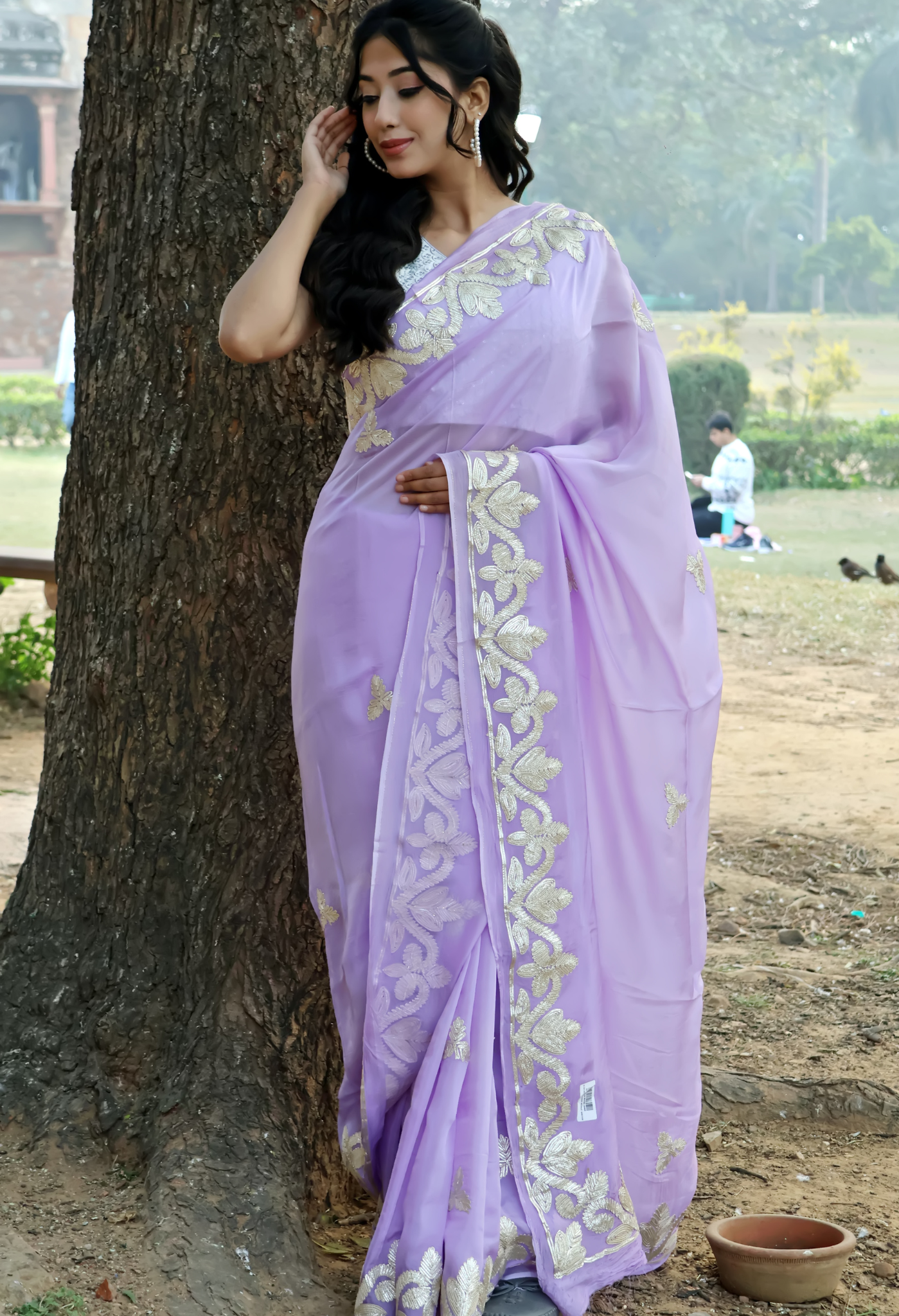 Lavender Pearl Silk Saree designed for festive wear, pre-wedding collection, versatile as party wear saree.