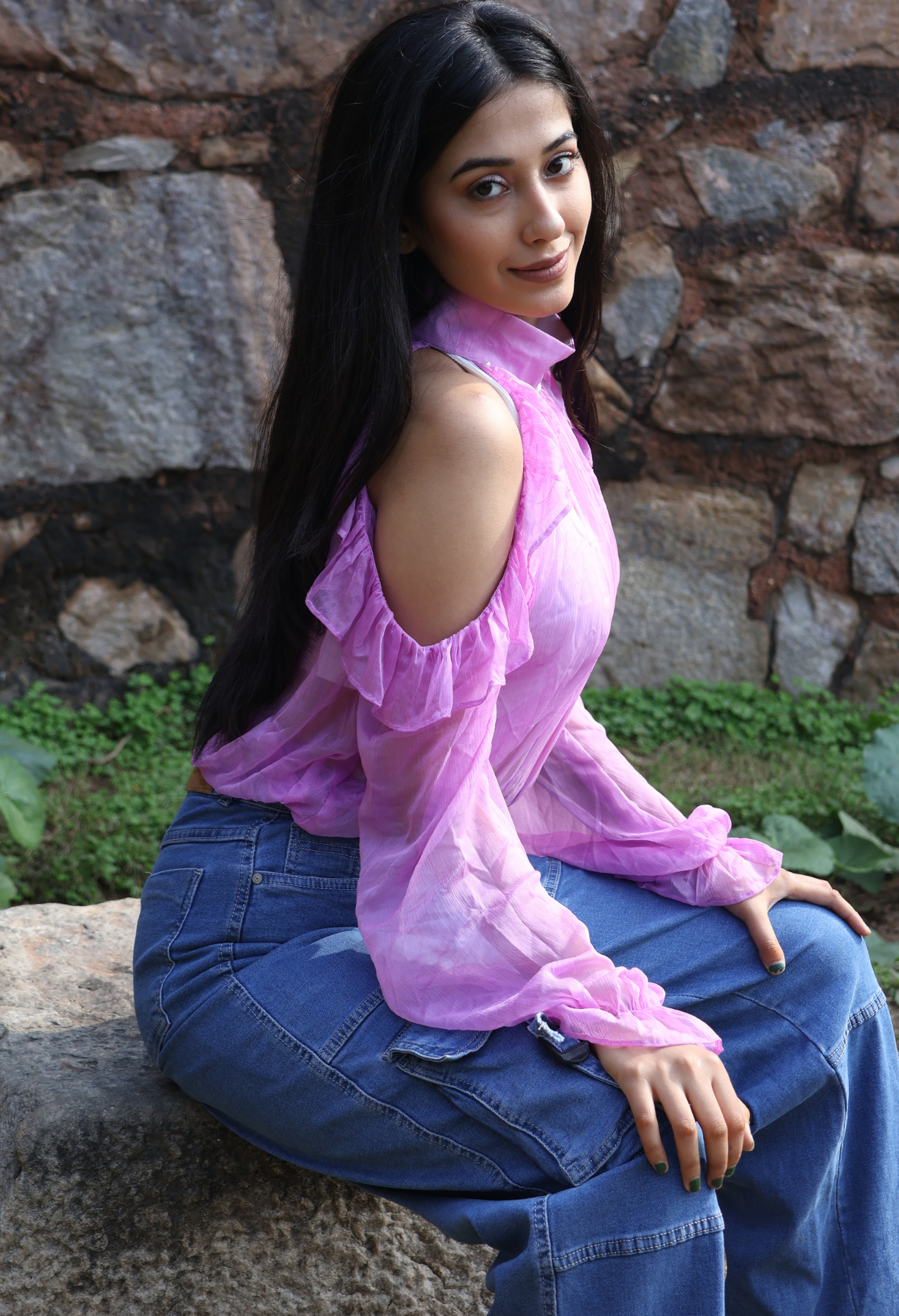 Coquette Cute Pearl Sheer Chiffon Top