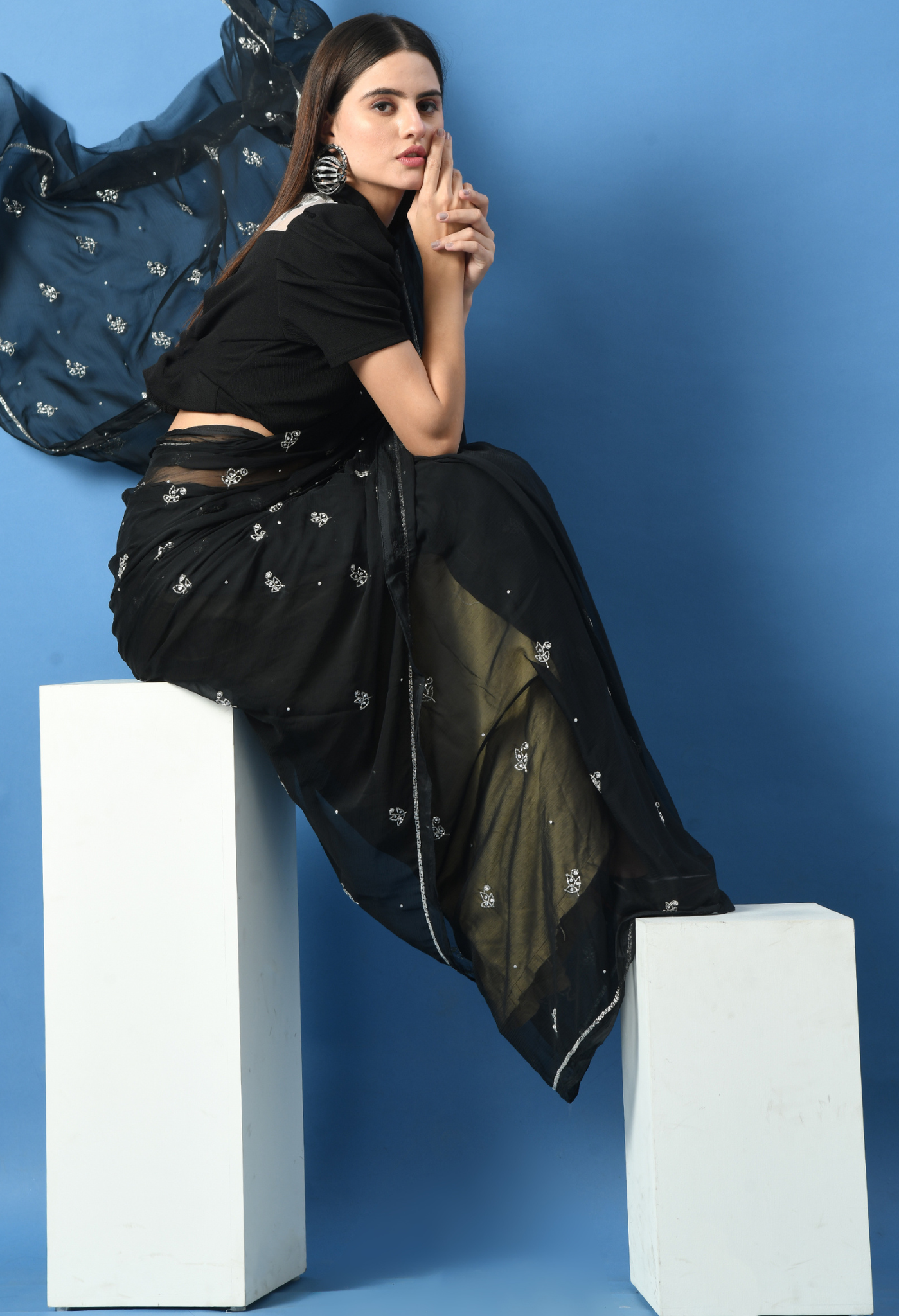 House of Chiffon chiffon black leheriya saree crafted for casual saree elegance, festive wear, and pre-wedding collection must-haves.