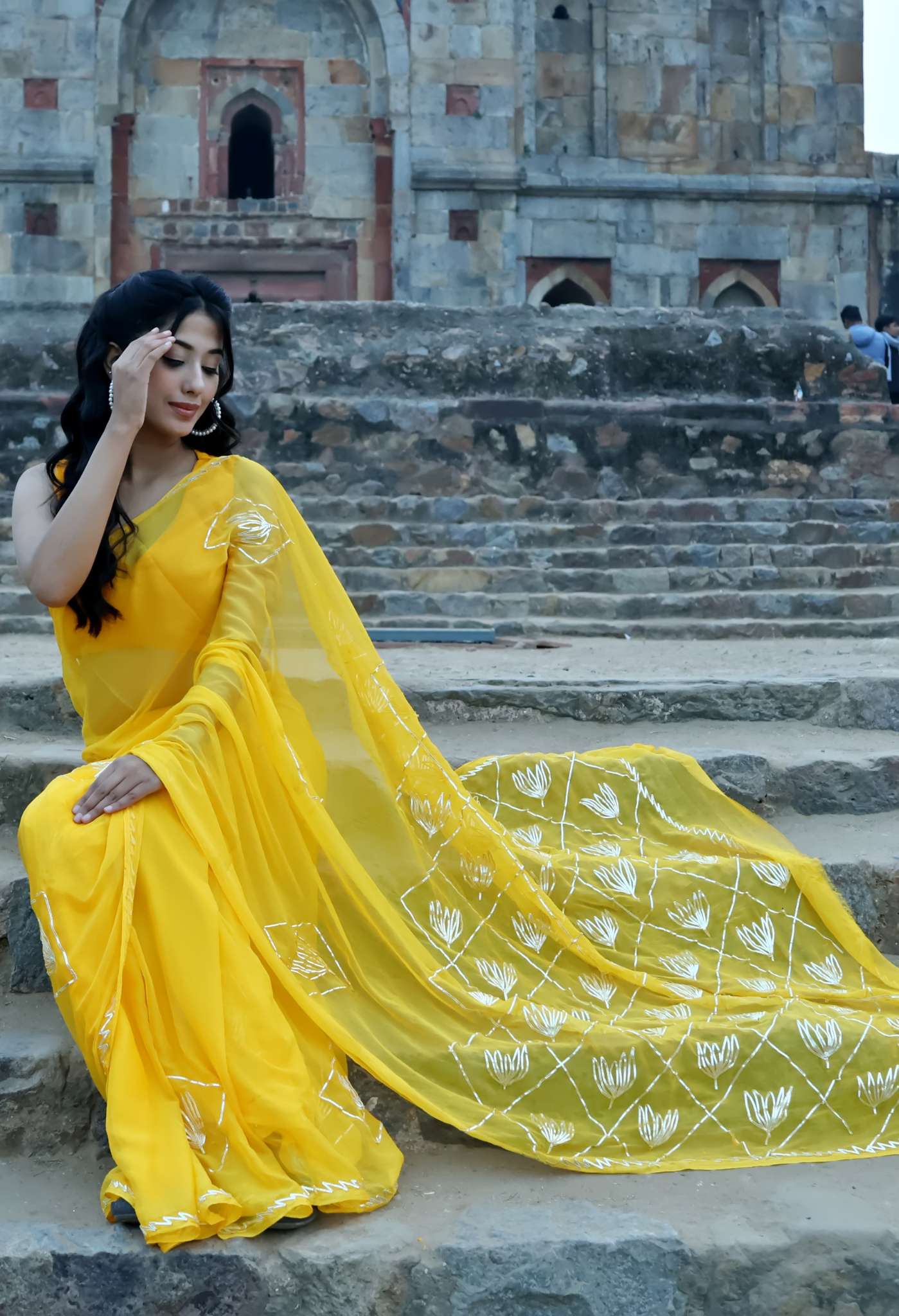 Sunshine Radiant Gotta Work Sophisticated chiffon saree designed for festive wear, pre-wedding collection, versatile as party wear saree and trousseau saree.