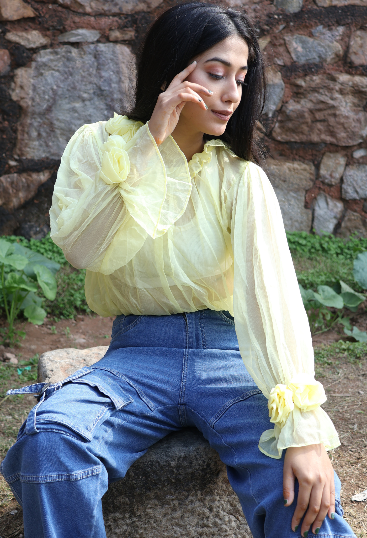 Rosey Affair Cute Sheer Chiffon Top