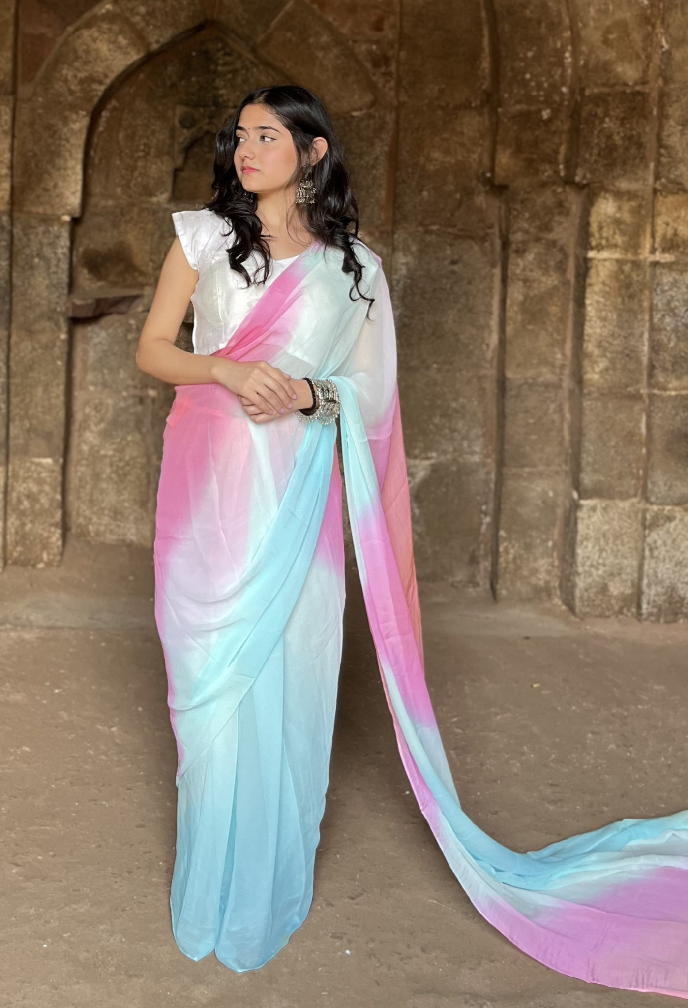 Skyline Tie & dye Chiffon Saree