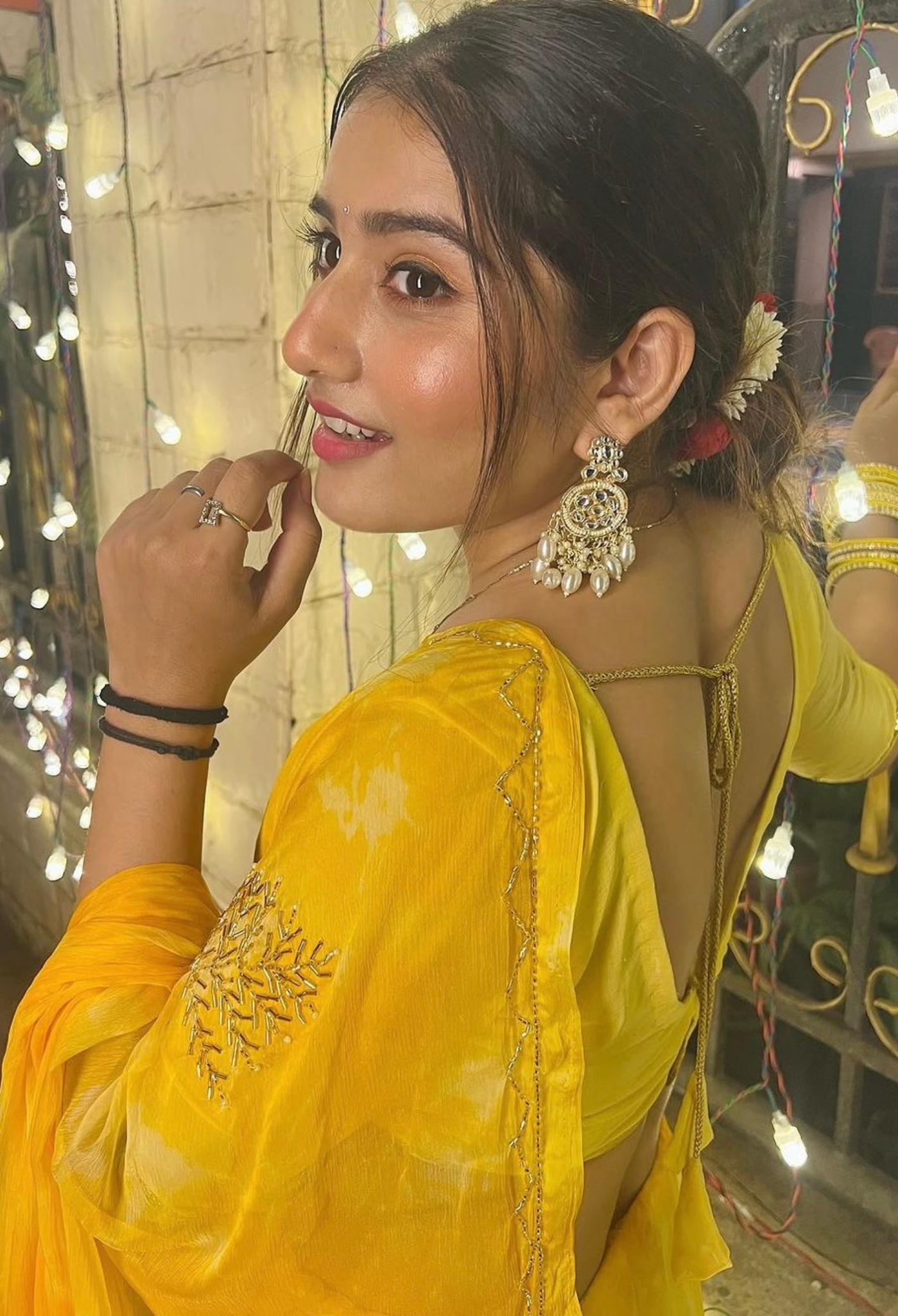 Golden Yellow Chiffon Saree
