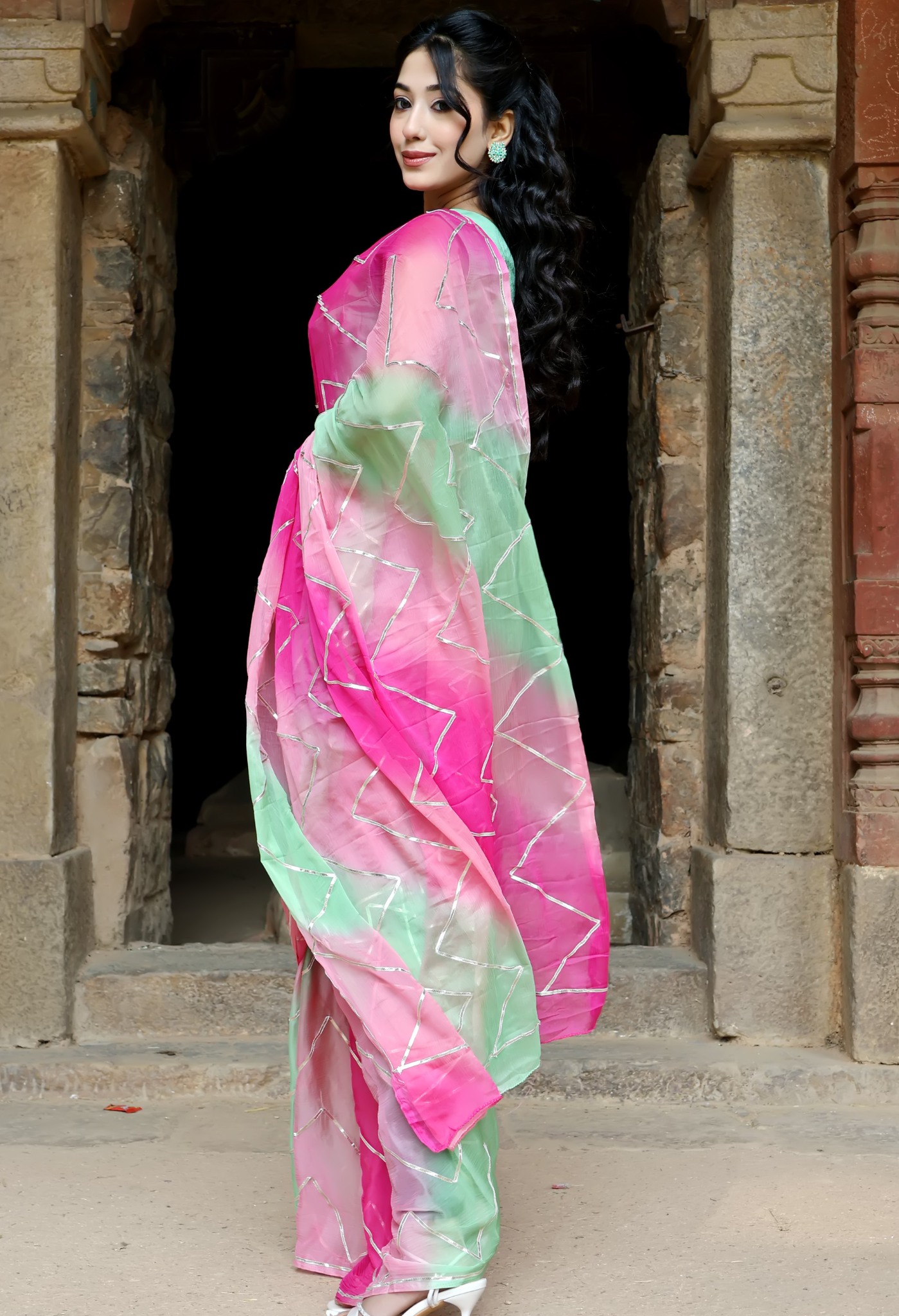 Maharani Ombre Gota Chiffon Saree