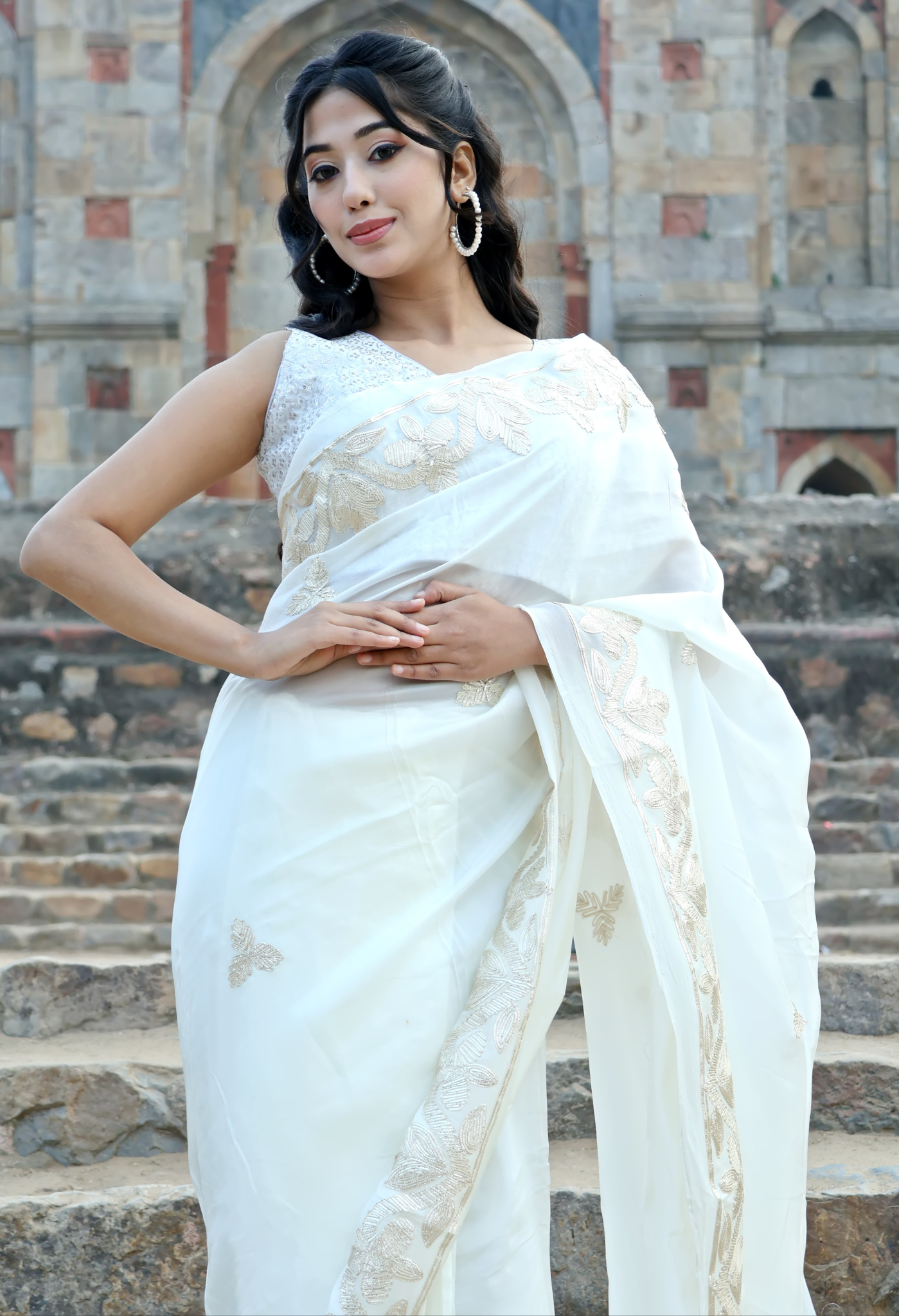 Pearl White Gotta Silk Saree
saree designed for festive wear, pre-wedding collection, versatile as party wear saree.