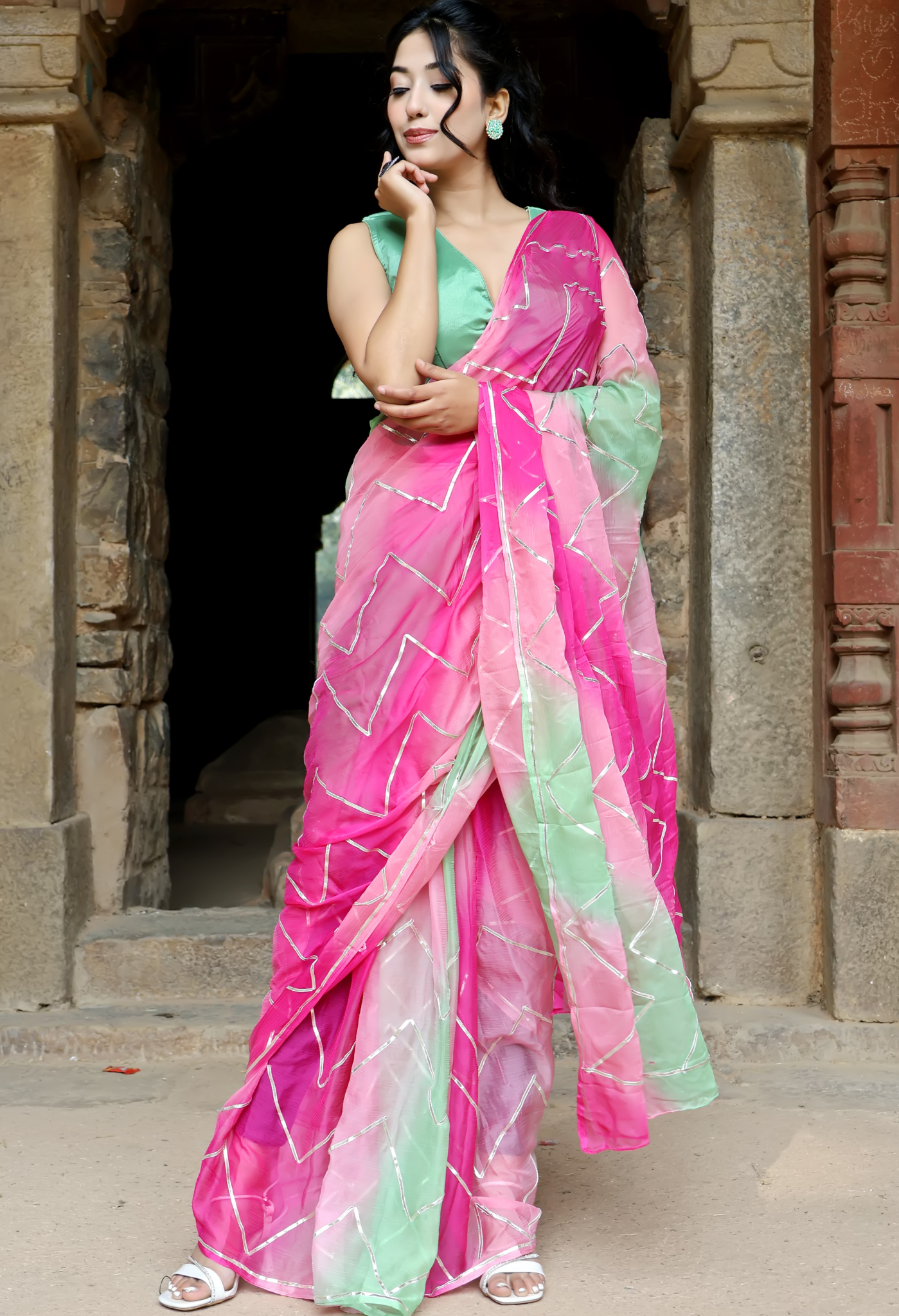 Maharani Ombre Gota Chiffon Saree