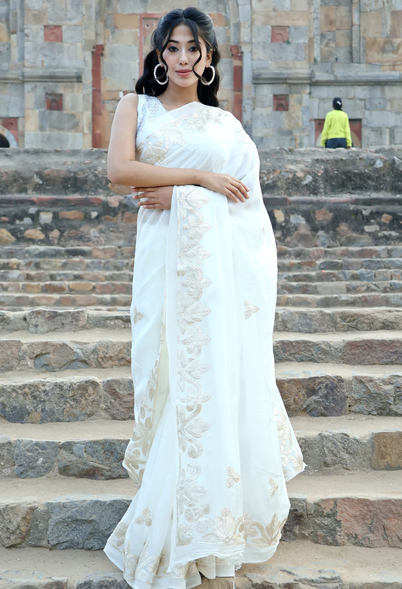 Pearl White Gotta Silk Saree
saree designed for festive wear, pre-wedding collection, versatile as party wear saree.