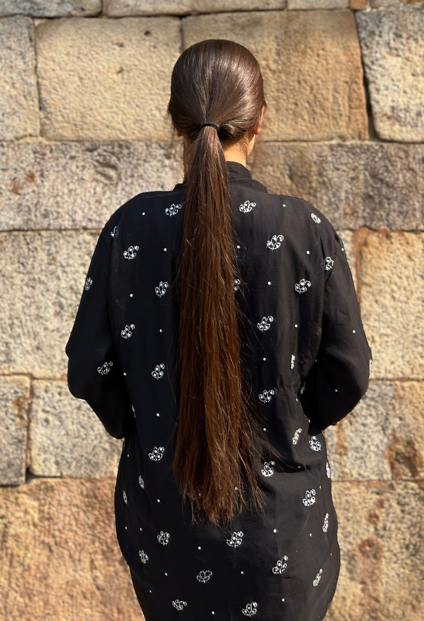 Charcoal Chiffon Embellished Bow Shirt