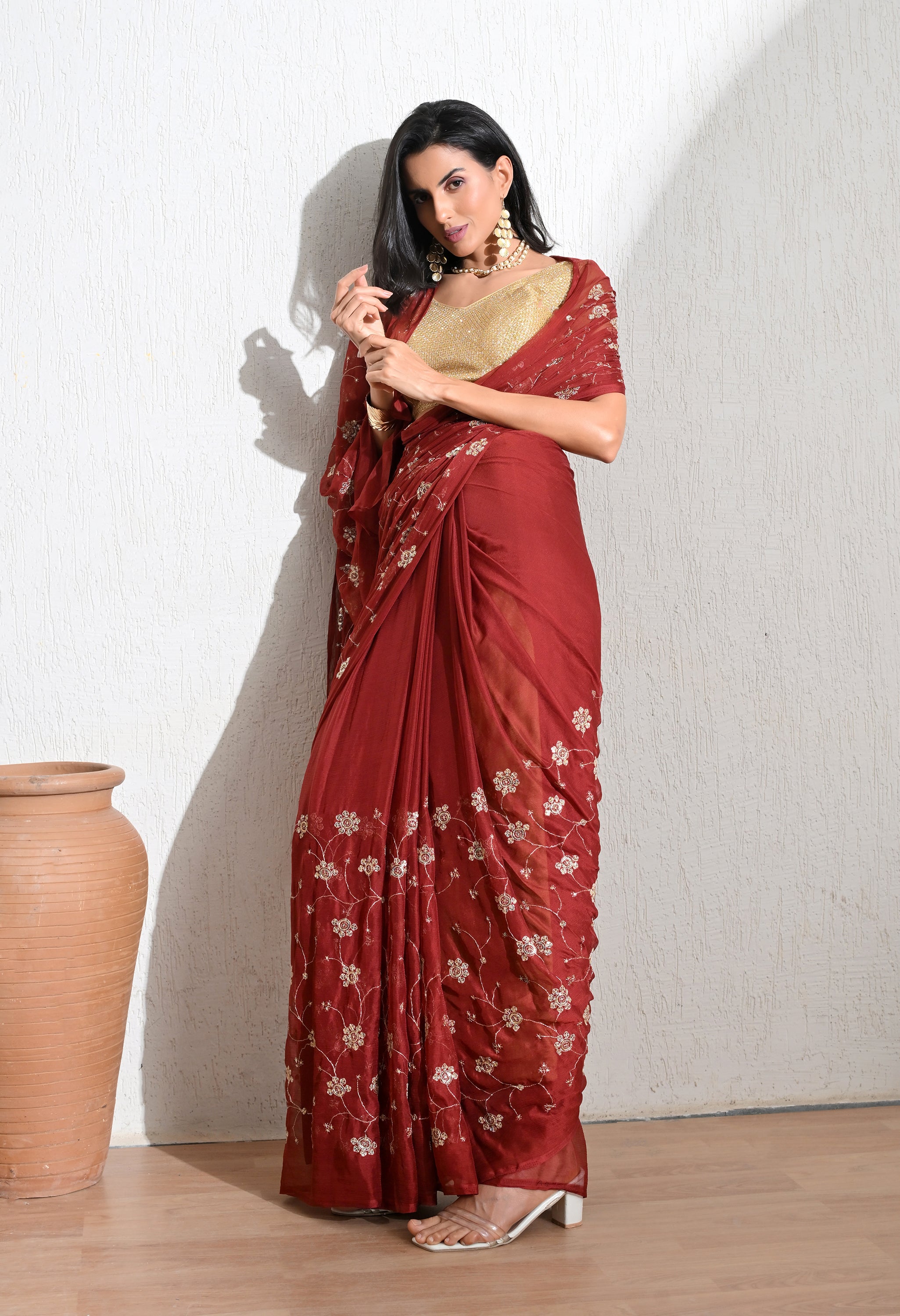 Rustic all over Chiffon Saree