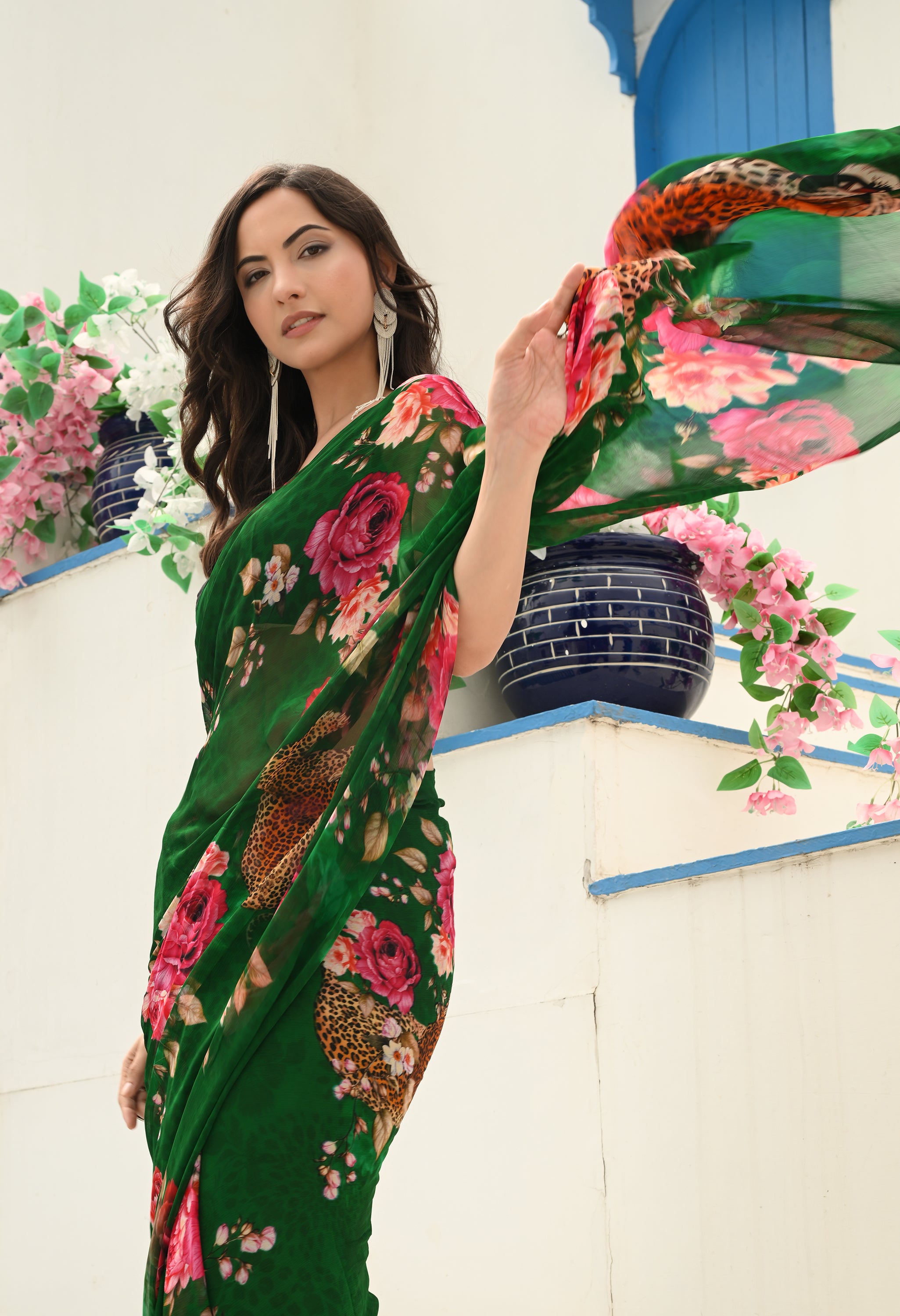 Wildscape Pure Chiffon Saree