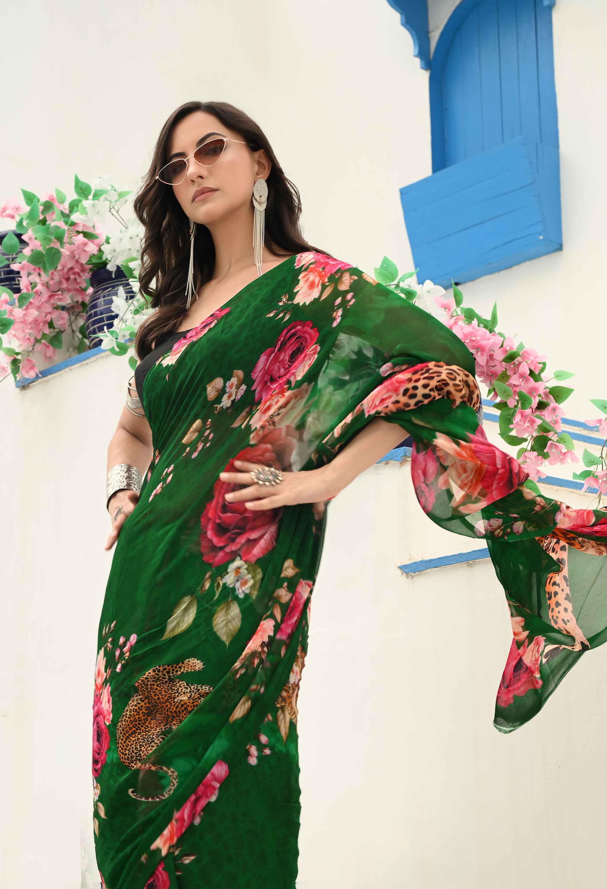Wildscape Pure Chiffon Saree