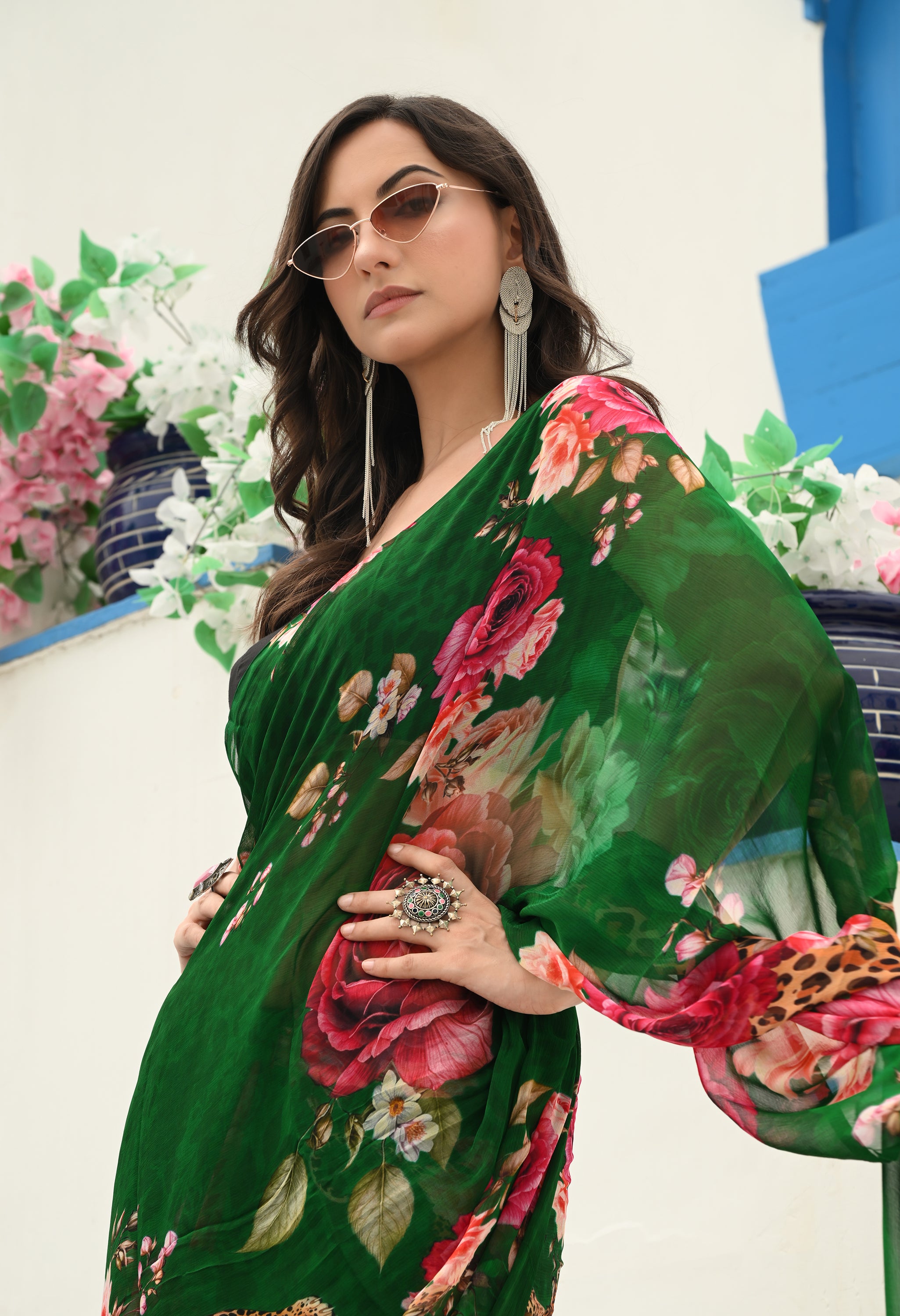 Wildscape Pure Chiffon Saree