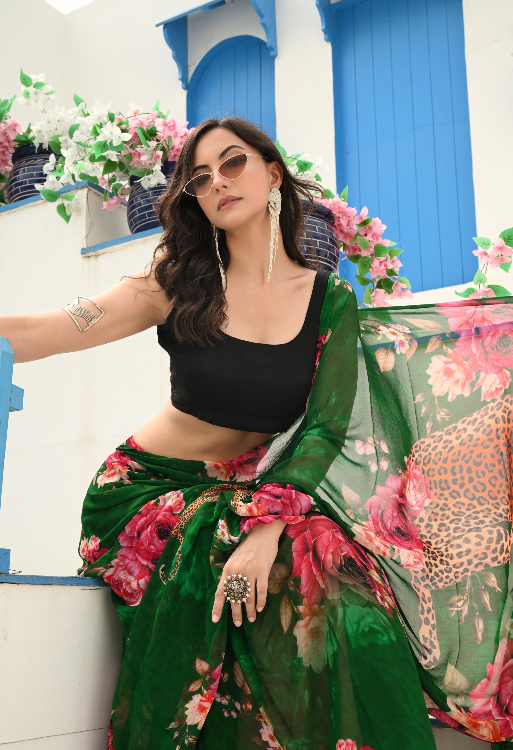 Wildscape Pure Chiffon Saree