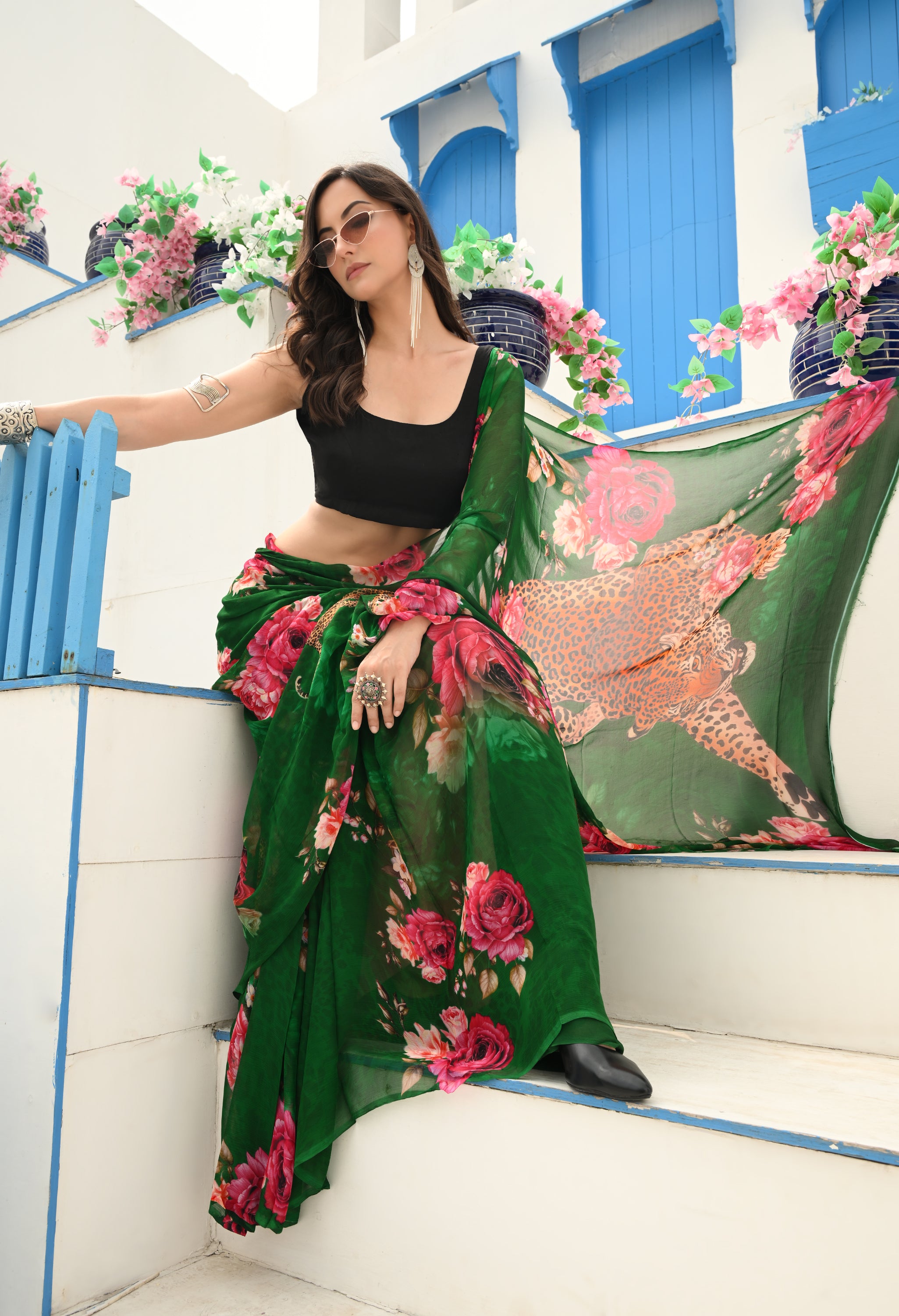 Wildscape Pure Chiffon Saree