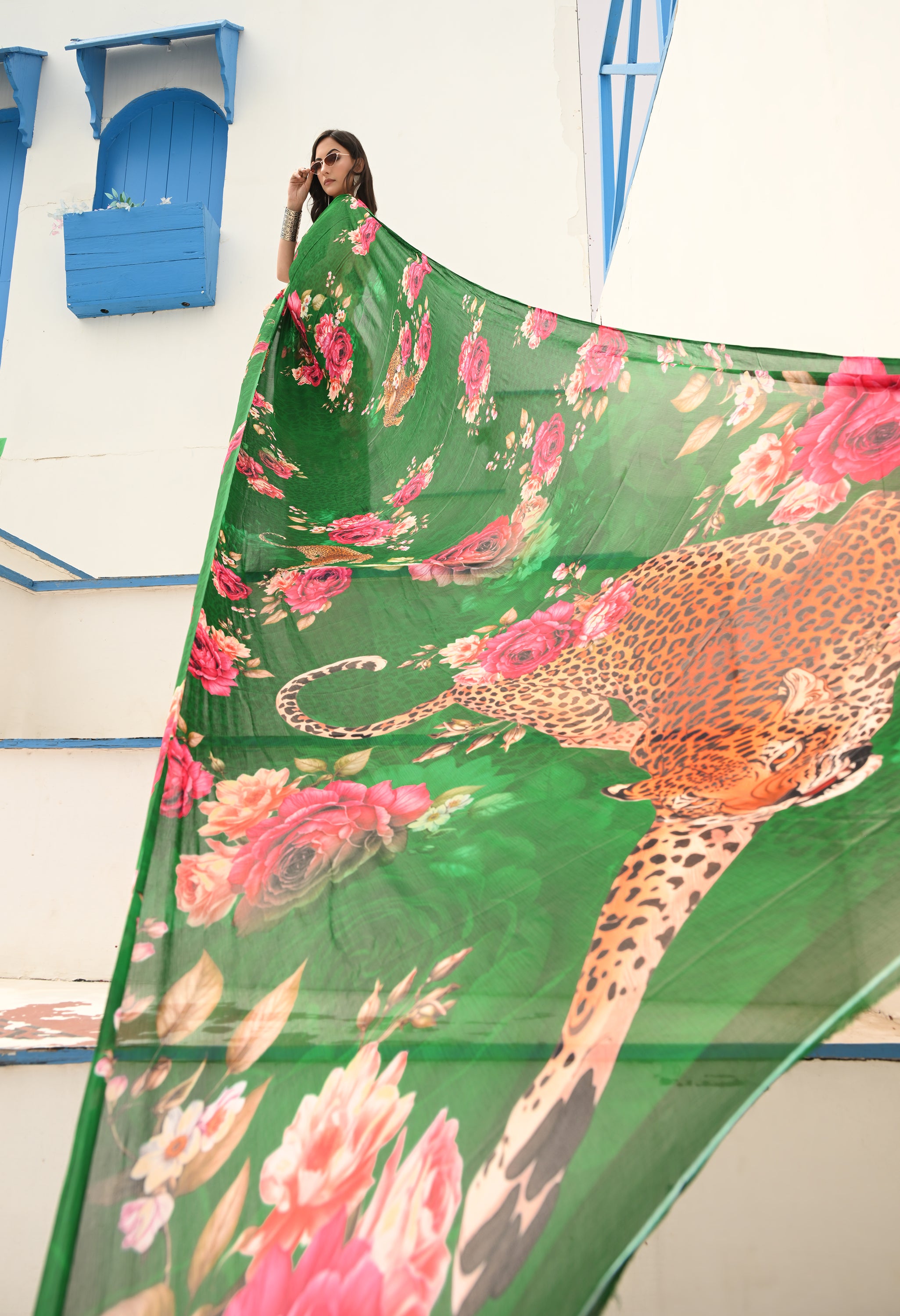 Wildscape Pure Chiffon Saree