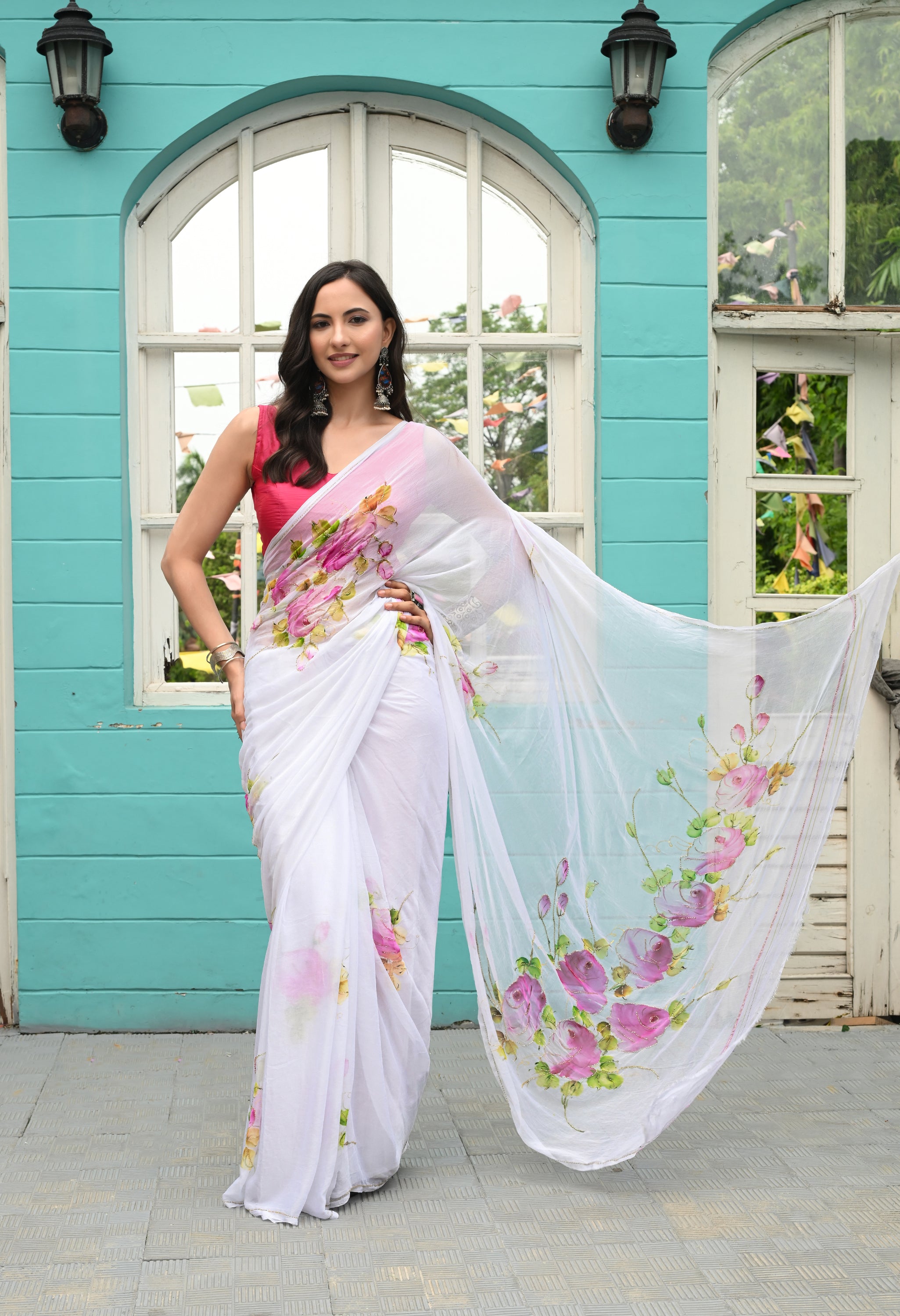 Rose Veil Pure Chiffon Saree