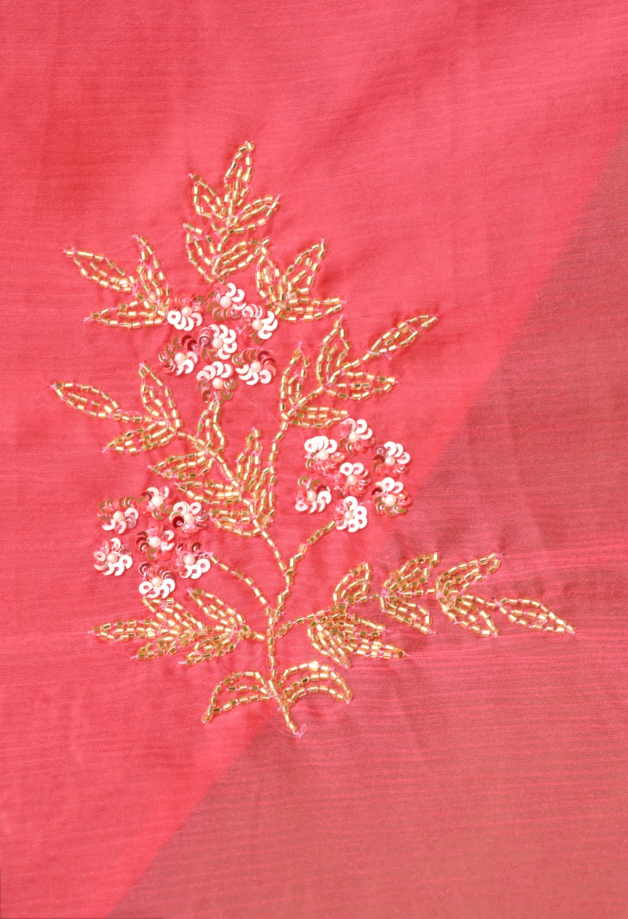 Coral Mist Tie & Dye Italian Chiffon Saree