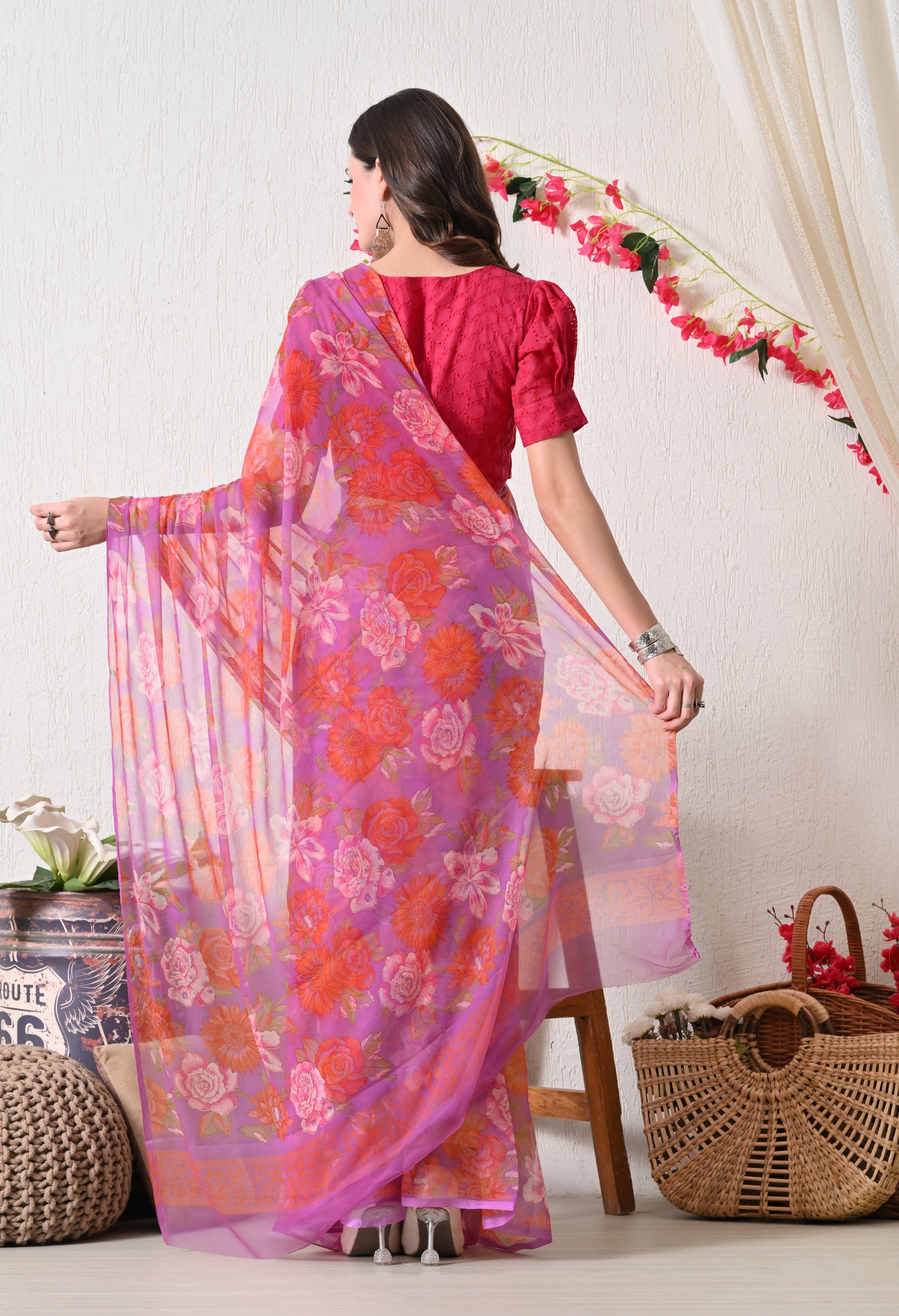 Blossom Printed Chiffon Saree