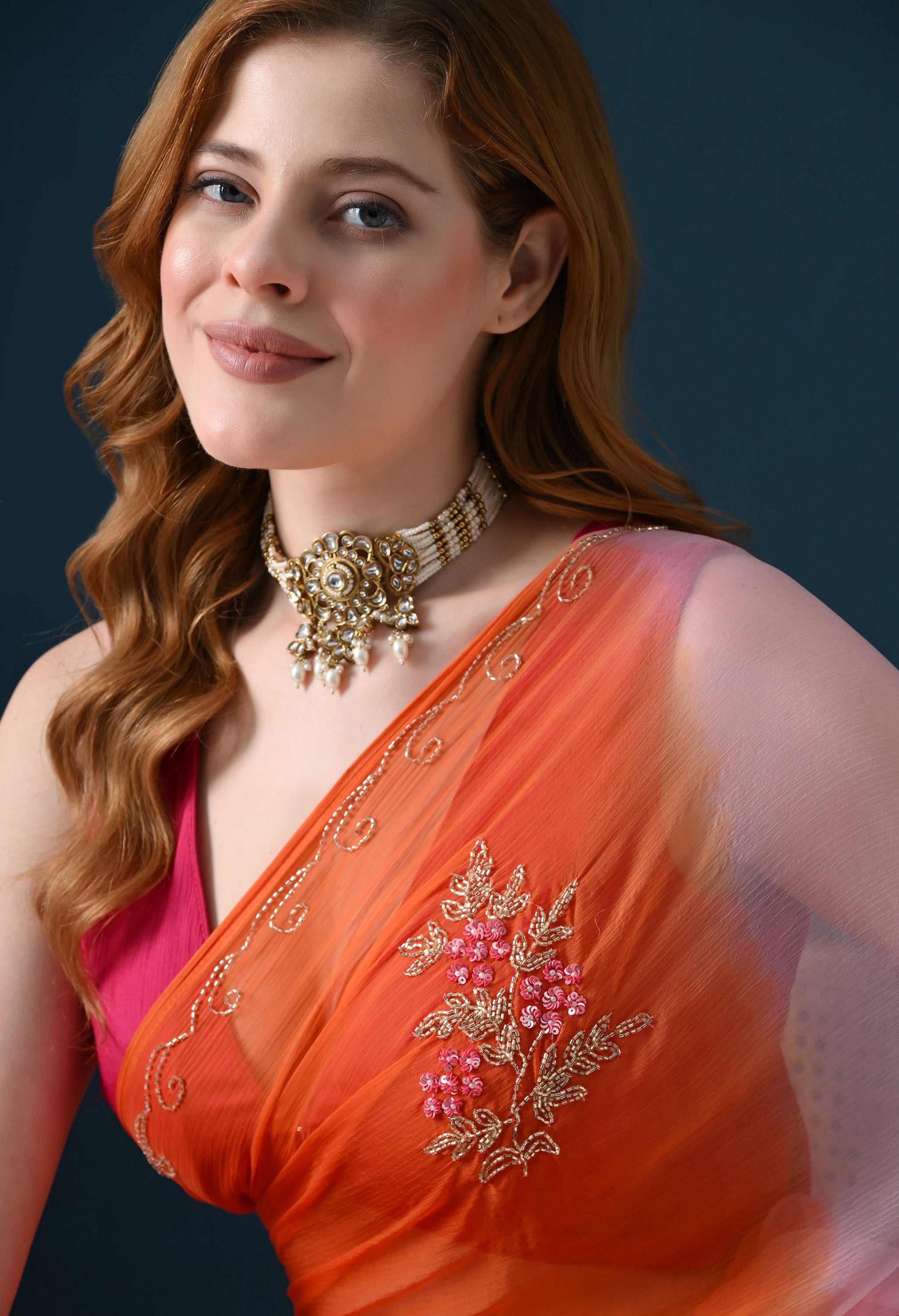 Pink Sorbet Tie & Dye Cutdana Buta Italian Chiffon Saree
