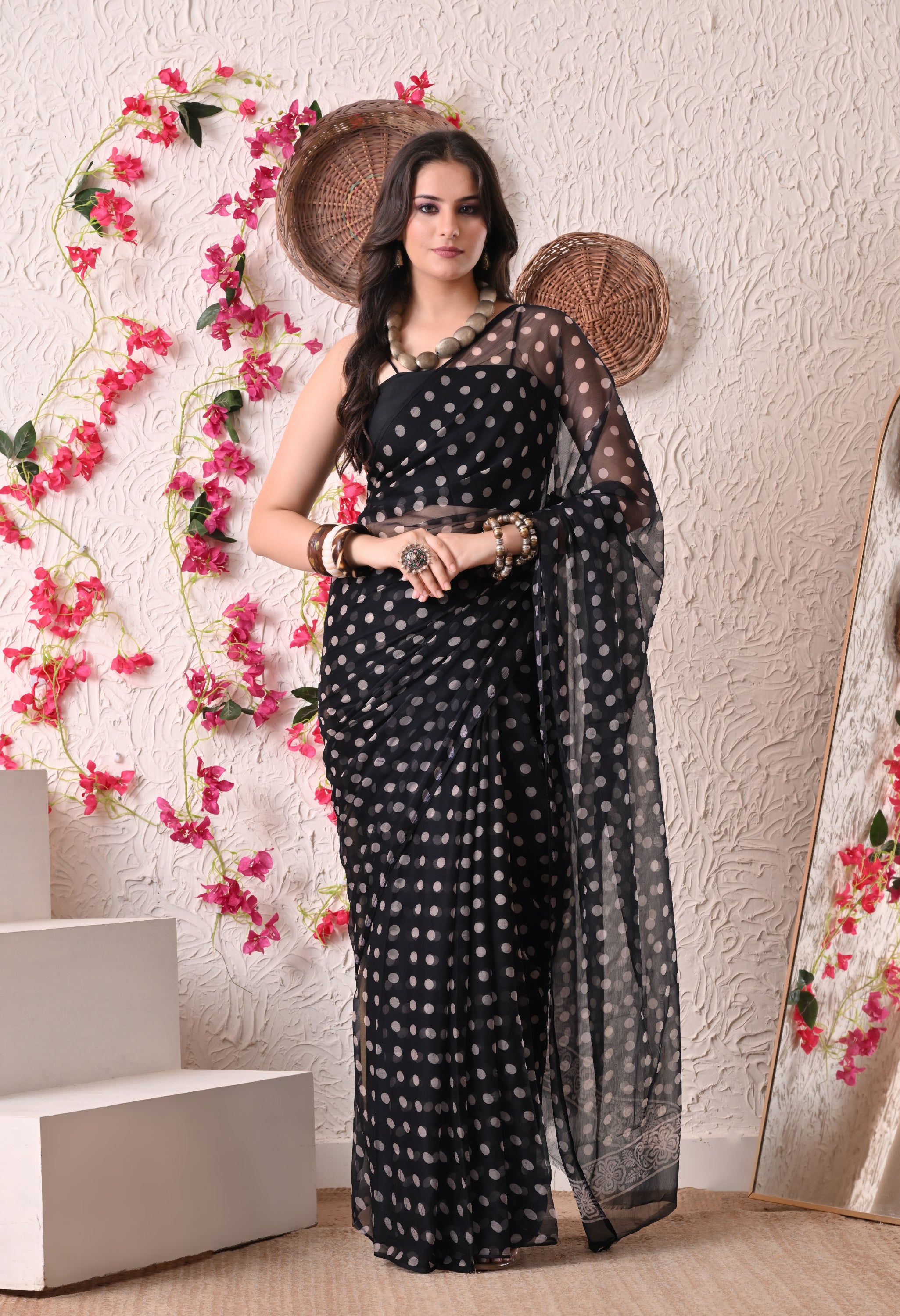 Dotscape Italian Chiffon Saree