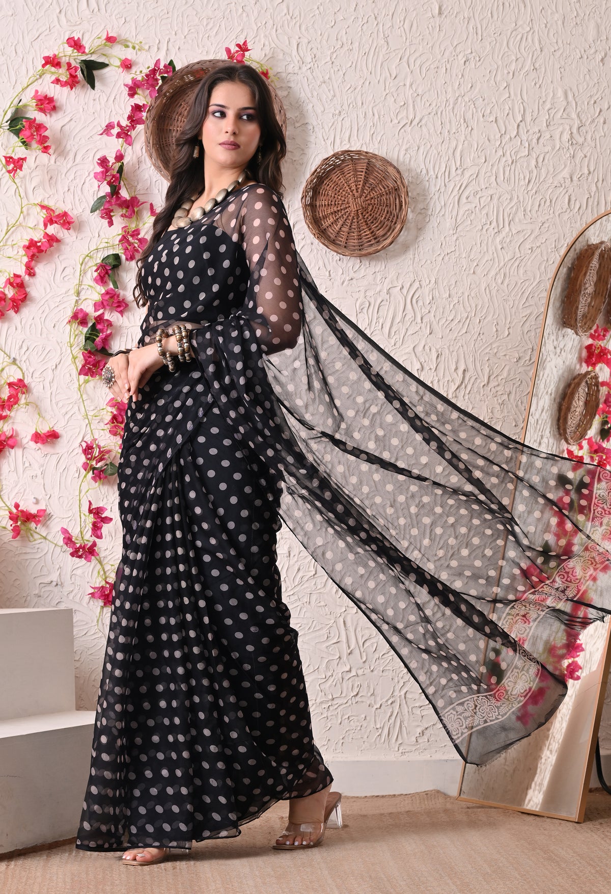 Dotscape Italian Chiffon Saree