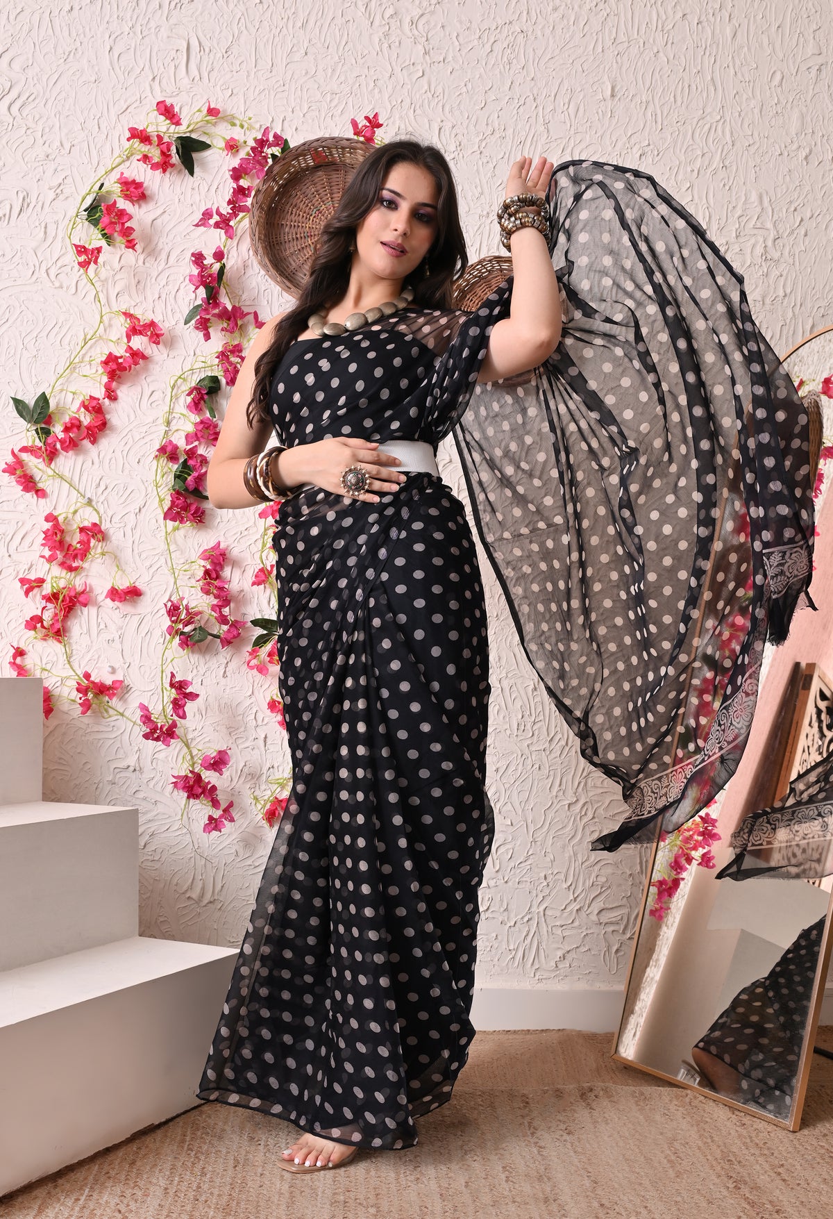 Dotscape Italian Chiffon Saree