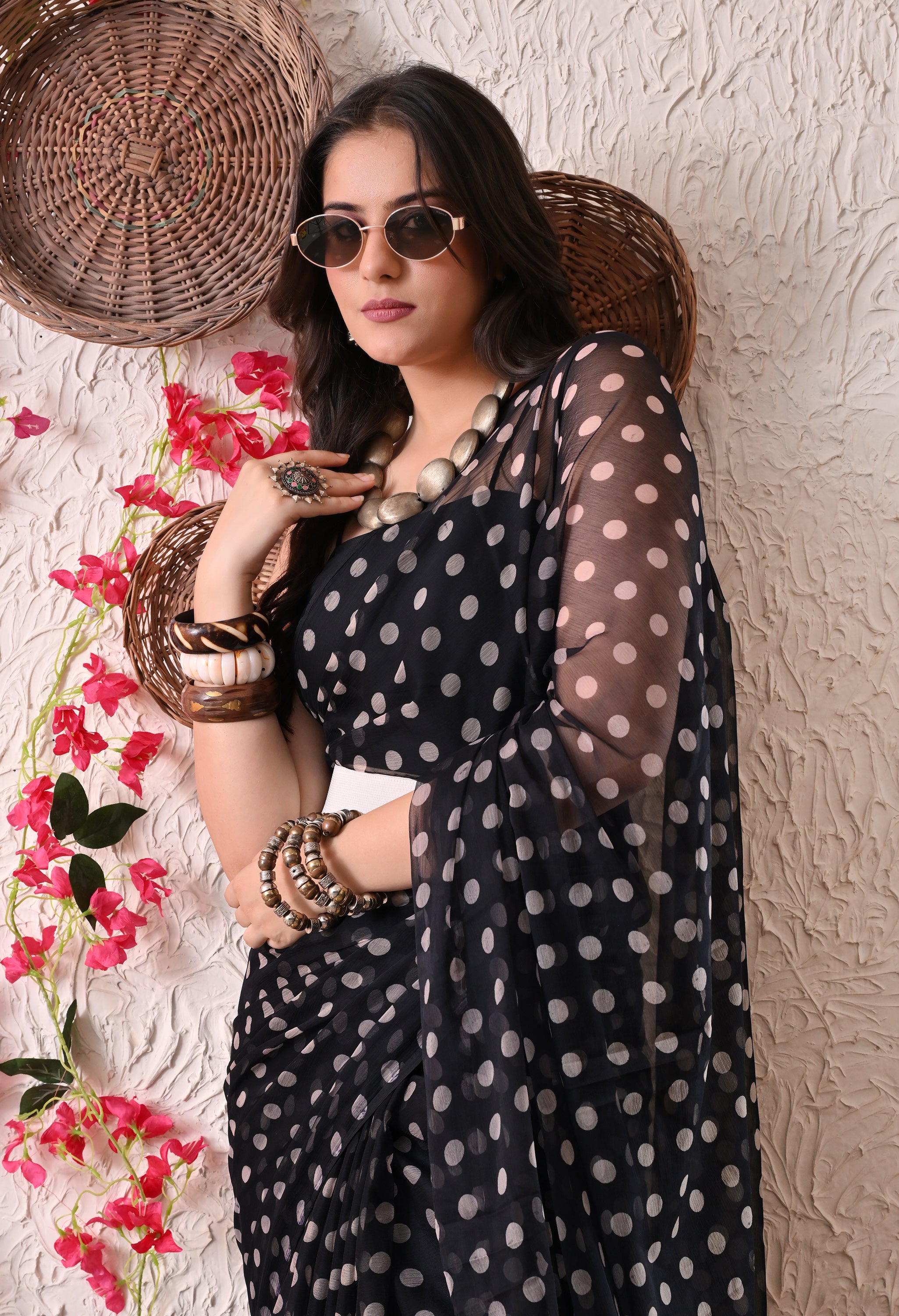 Dotscape Italian Chiffon Saree