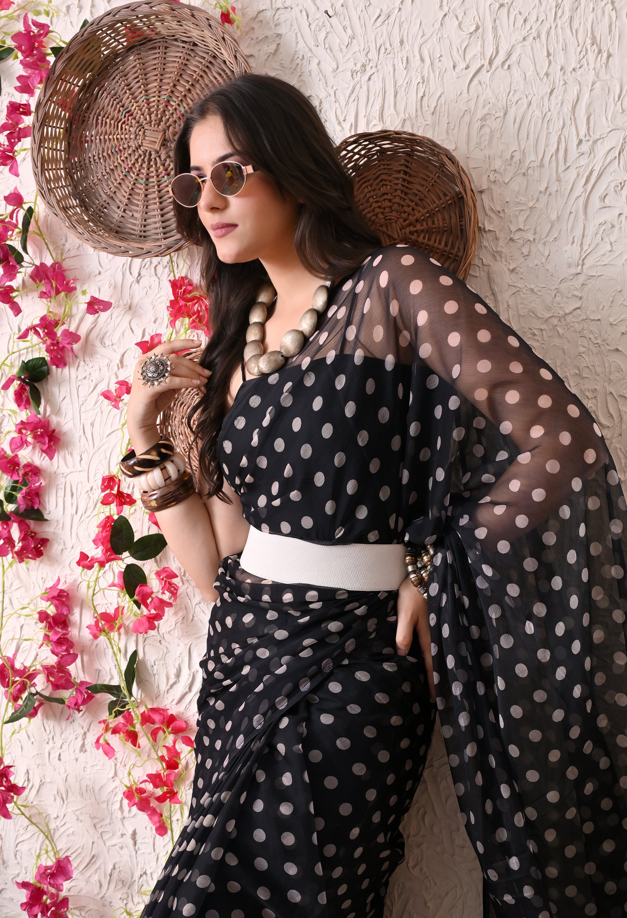 Dotscape Italian Chiffon Saree