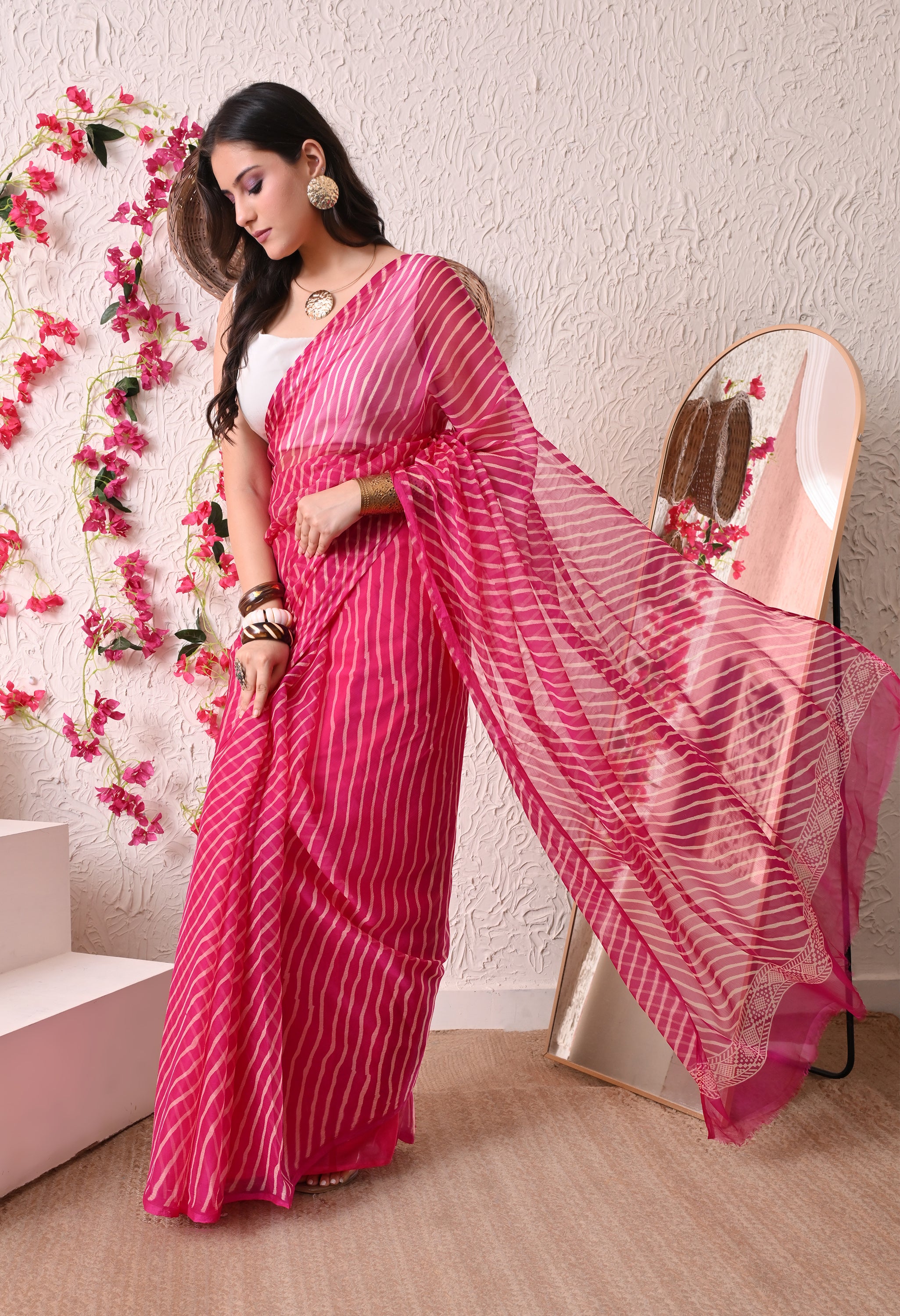 Berry Rose Italian Chiffon Saree