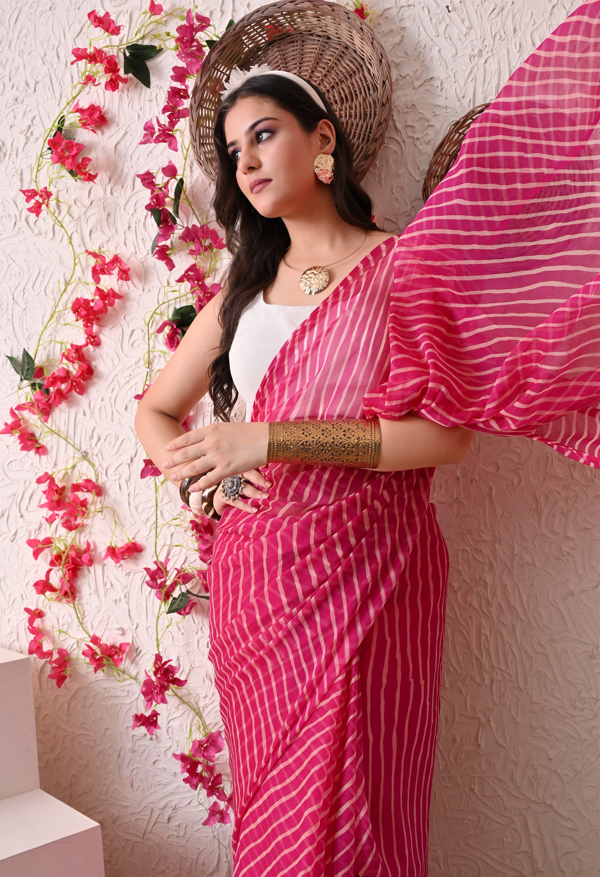 Berry Rose Italian Chiffon Saree