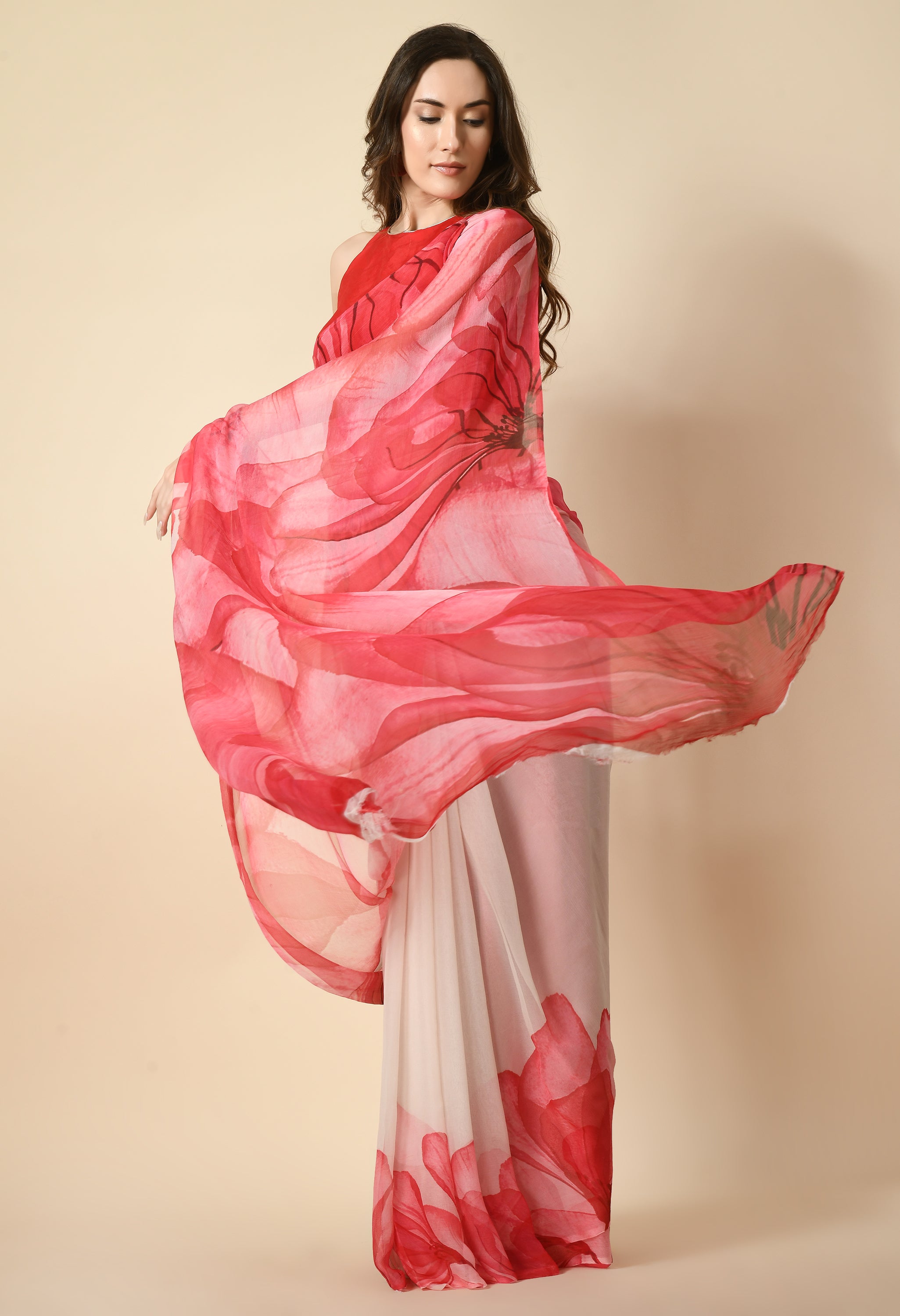 Rani Inspired Digital Print Pure Chiffon Saree