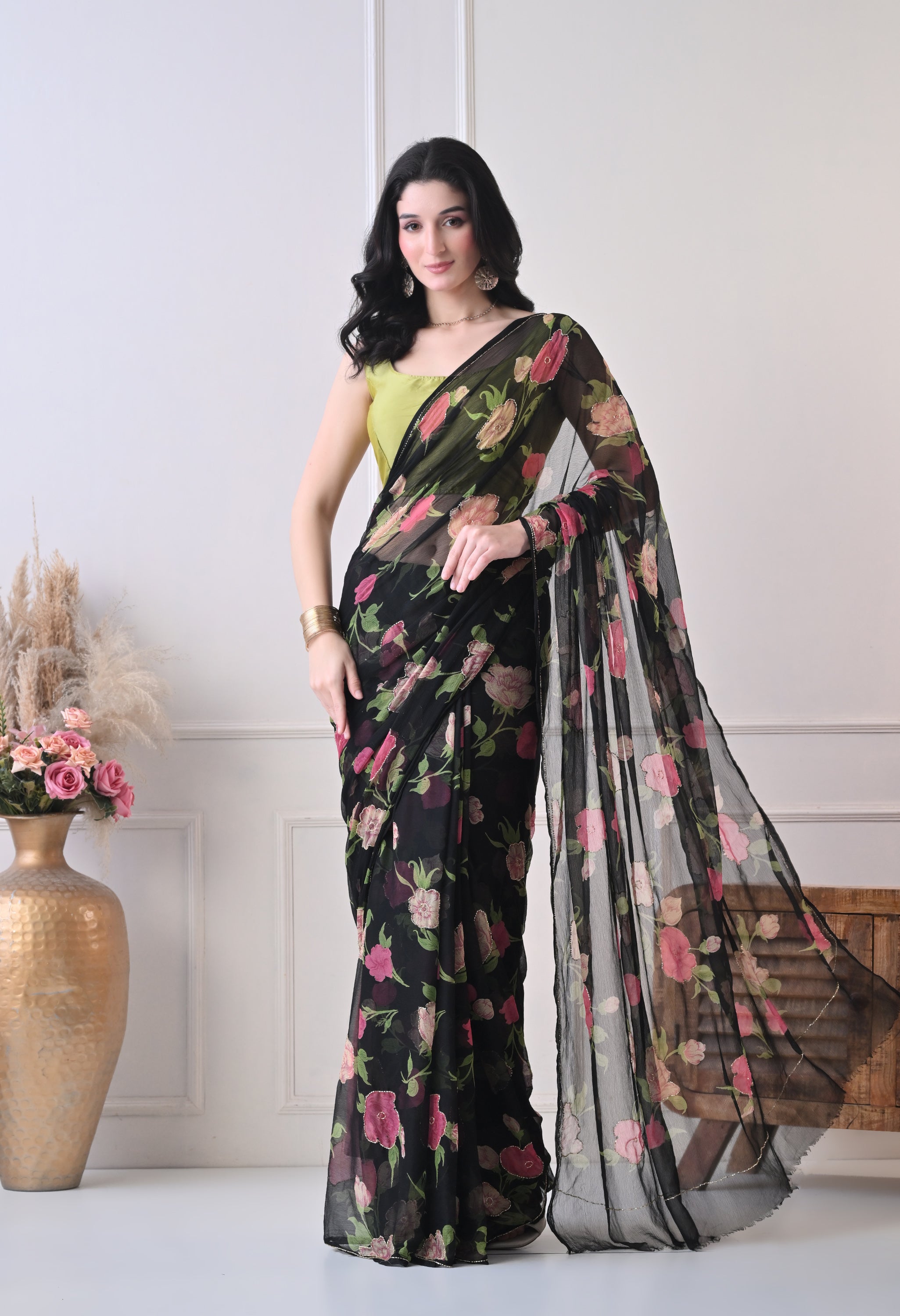 Onyx Garden Italian Chiffon Saree
