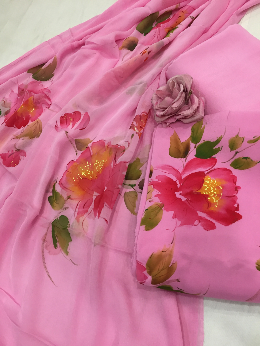 Hand-Painted Chiffon Suits: Where Luxury Fabric Meets Timeless Artistry