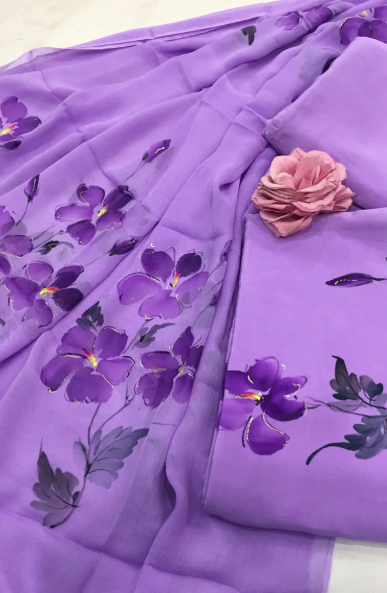 pre-wedding saree  bridal trousseau 2025  chiffon sarees for brides  hand-painted chiffon sarees  tie-dye chiffon saree  haldi and mehendi saree ideas  wedding saree trends 2025  the house of chiffon saree collection