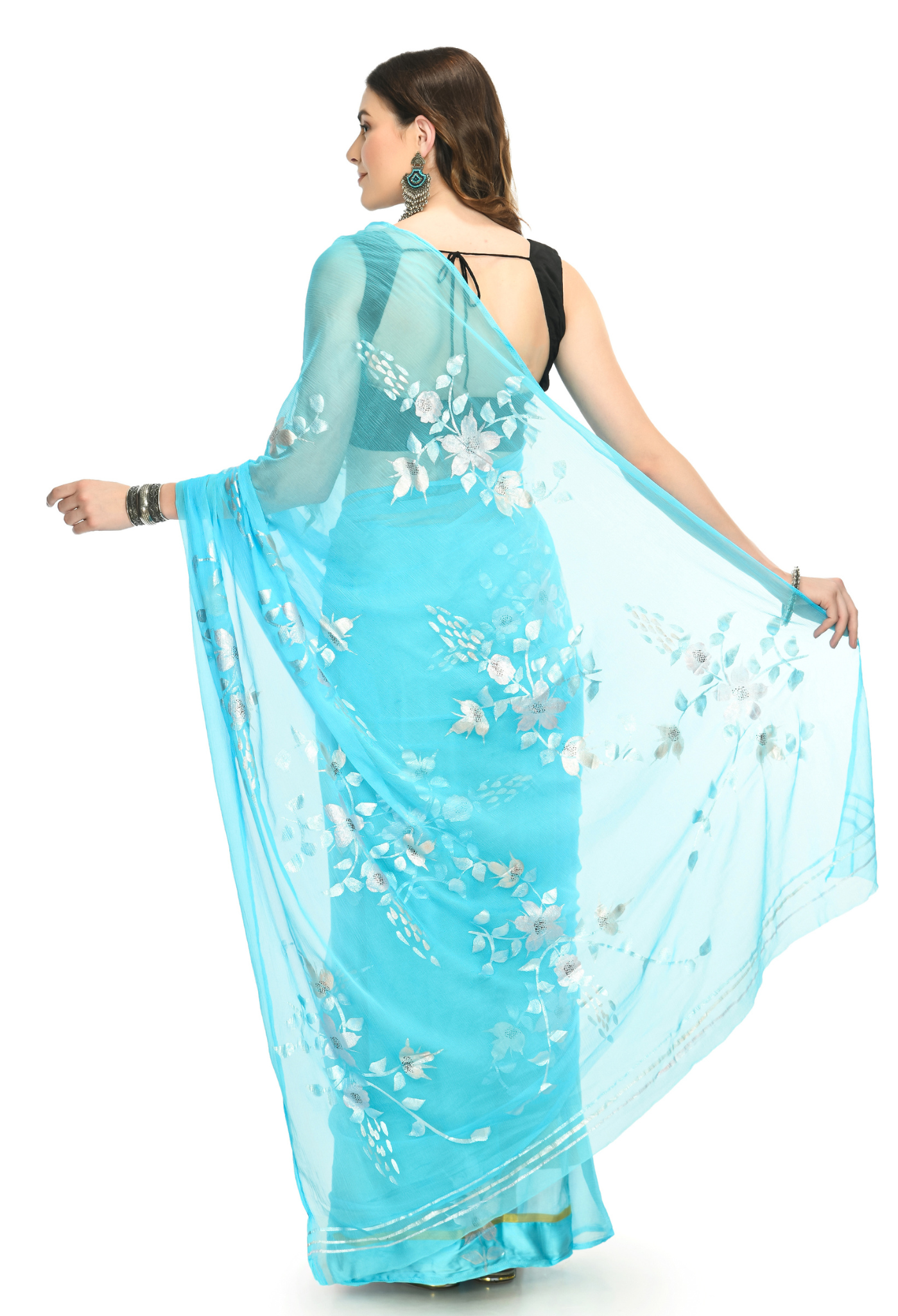 Pinterest Pastel Hand Painted Chiffon Saree