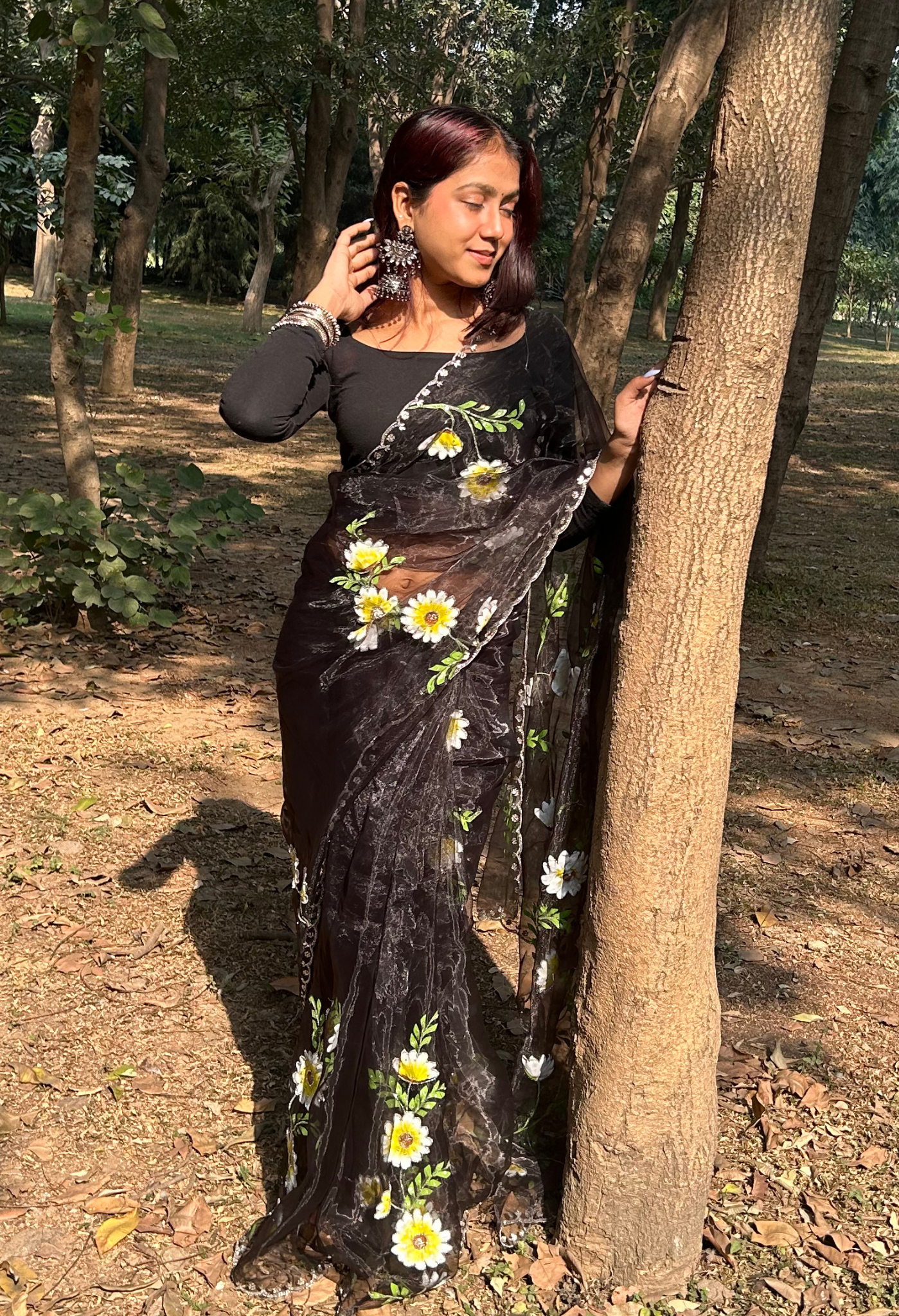 Daisy Black Organza Saree