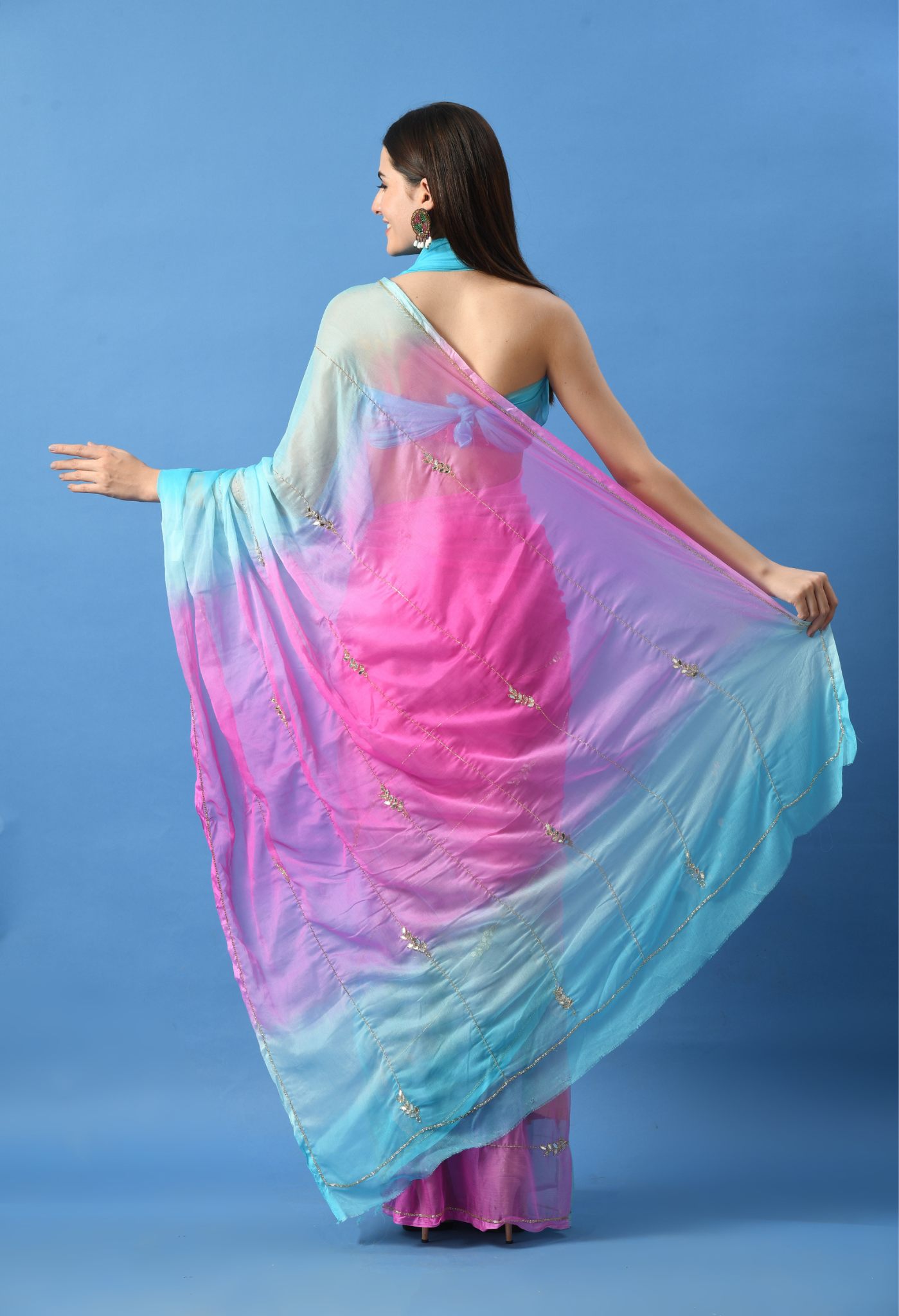 Asmani Tone Embellished Chiffon Saree