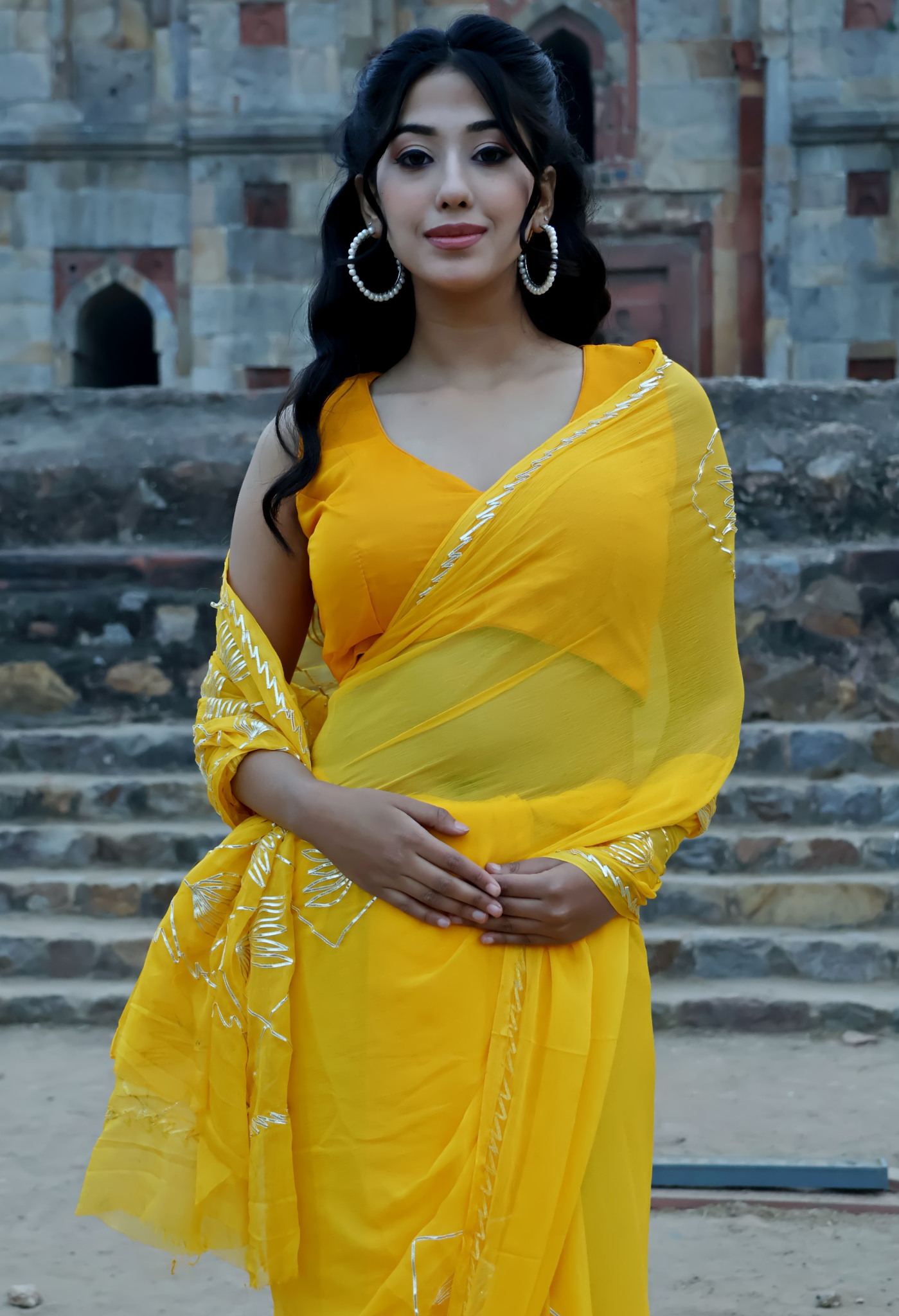 Sunshine Radiant Gotta Work Chiffon Saree