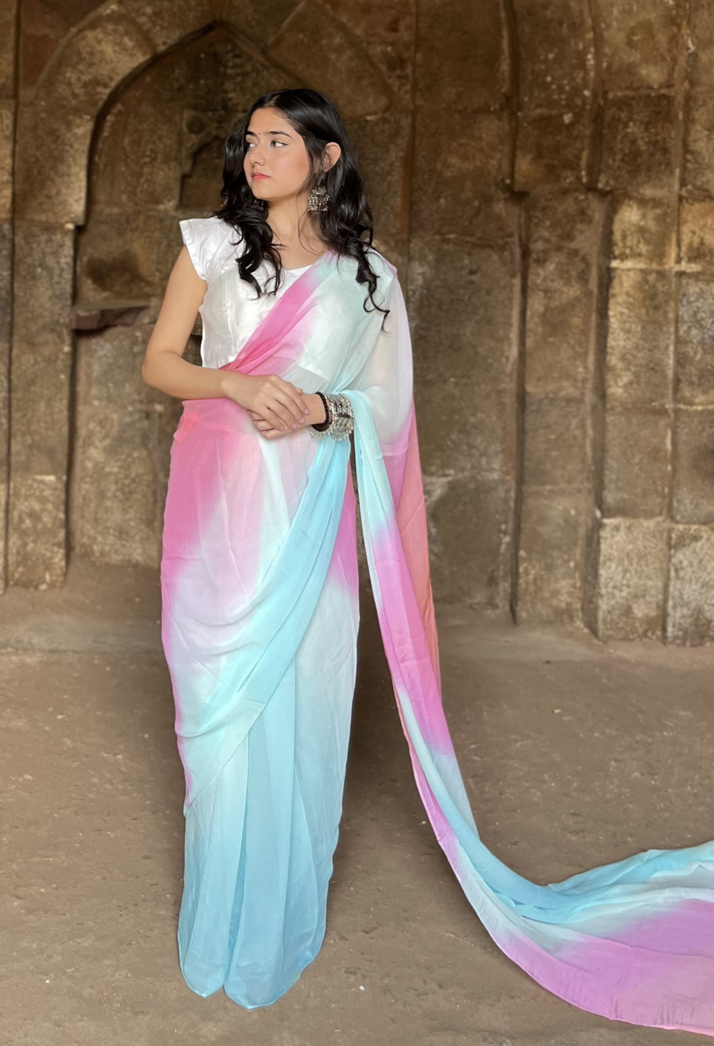 Skyline Tie & dye Chiffon Saree