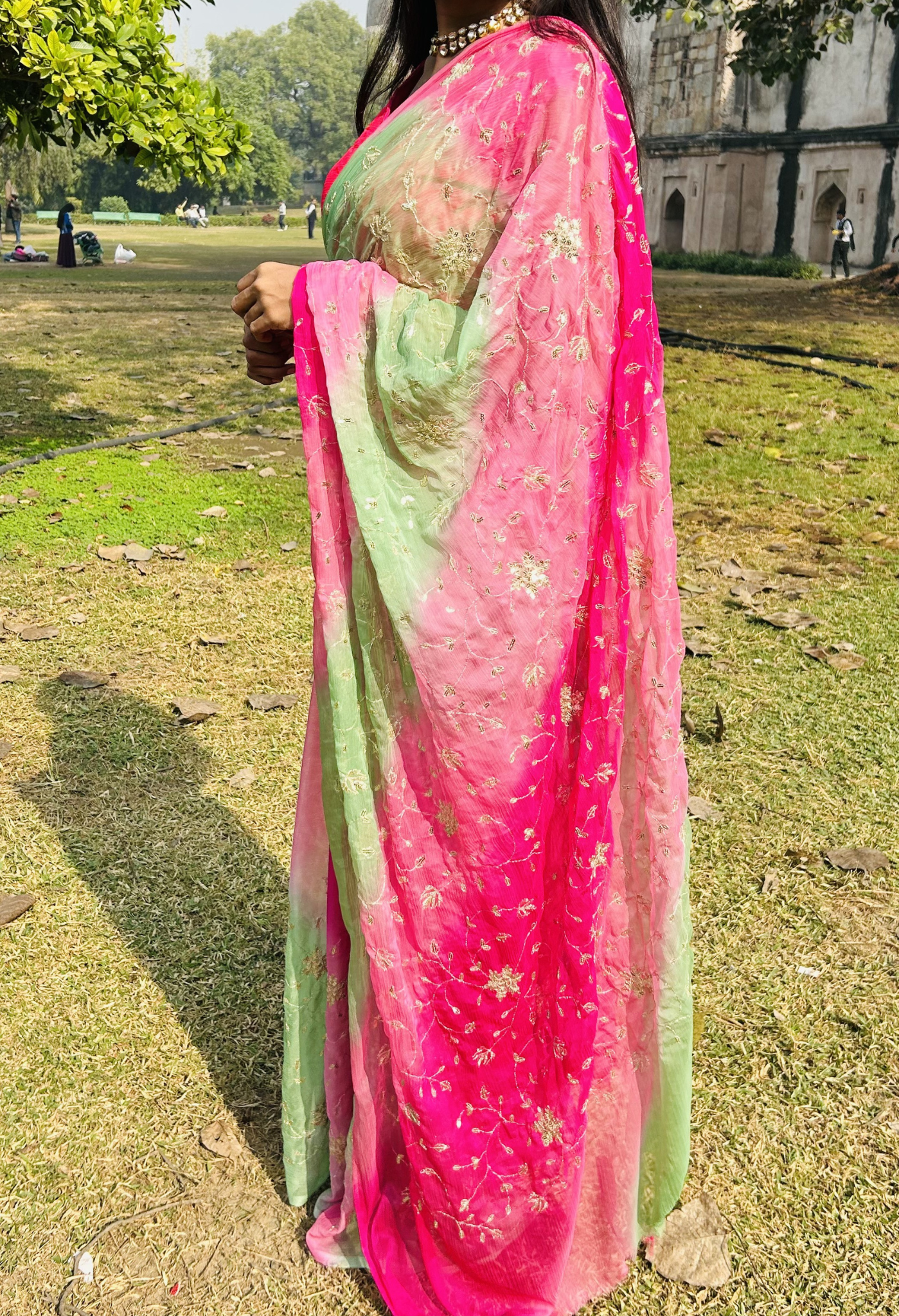 Ebony Tie & Dye Sequin Chiffon Saree