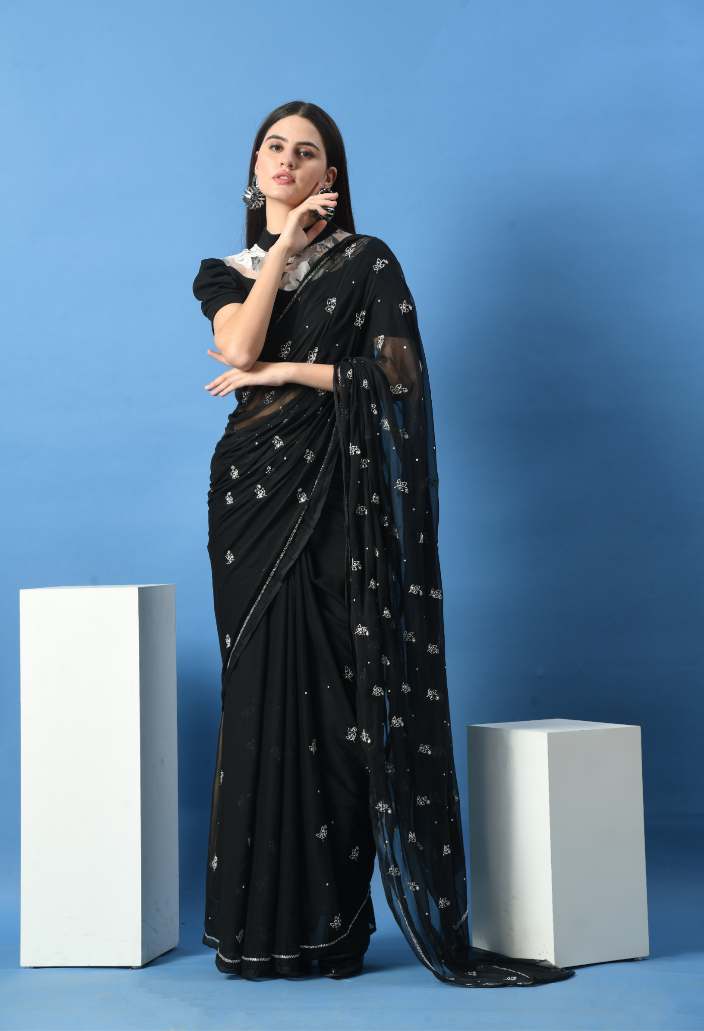 Jag Mag Sitara Booti Chiffon Saree