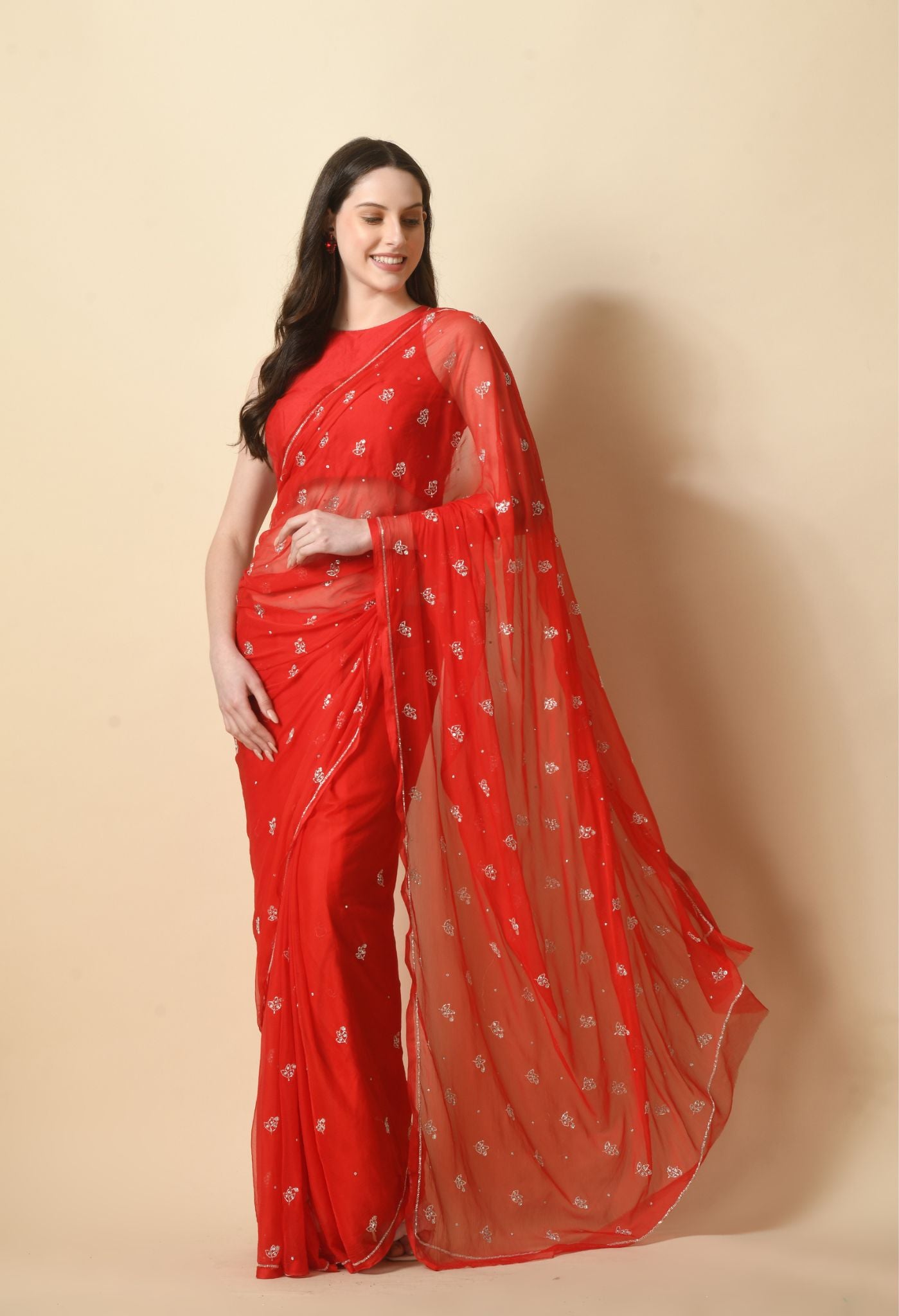 Jag Mag Sitara Booti Chiffon Saree