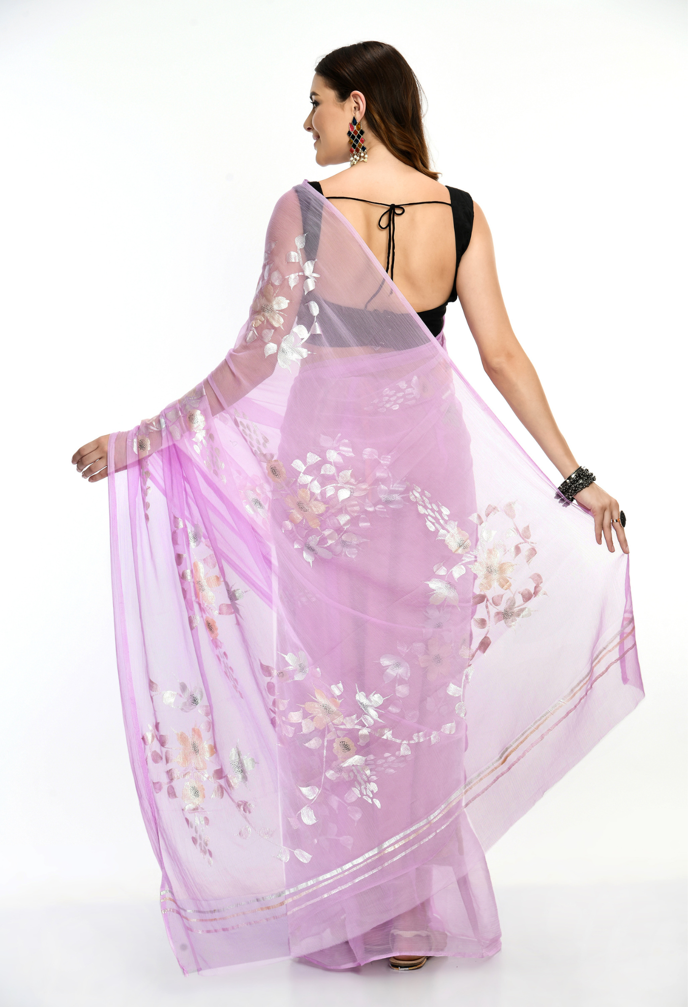 Pinterest Pastel Hand Painted Chiffon Saree