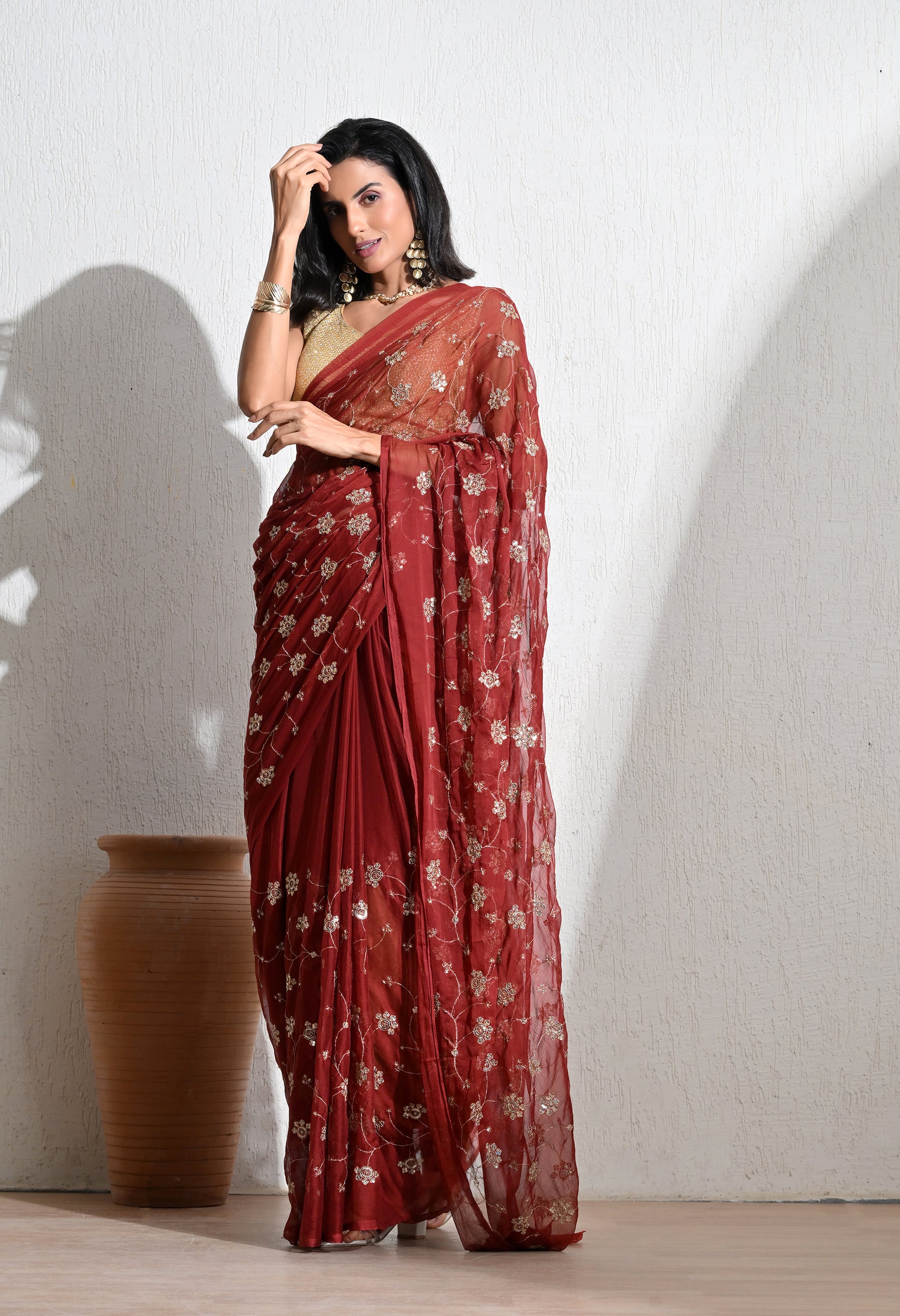 Rustic all over Chiffon Saree