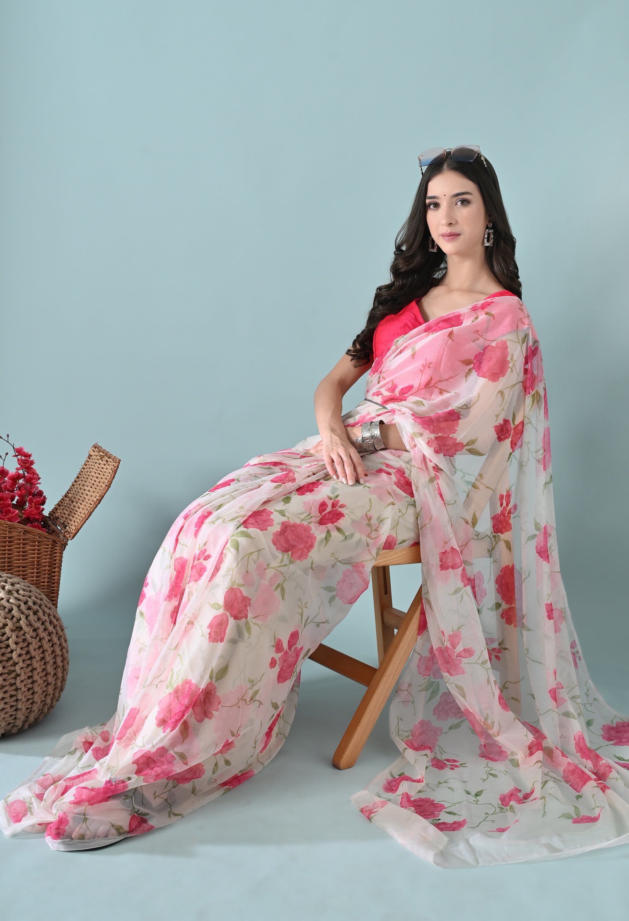 Barbie Floral Printed Chiffon Saree